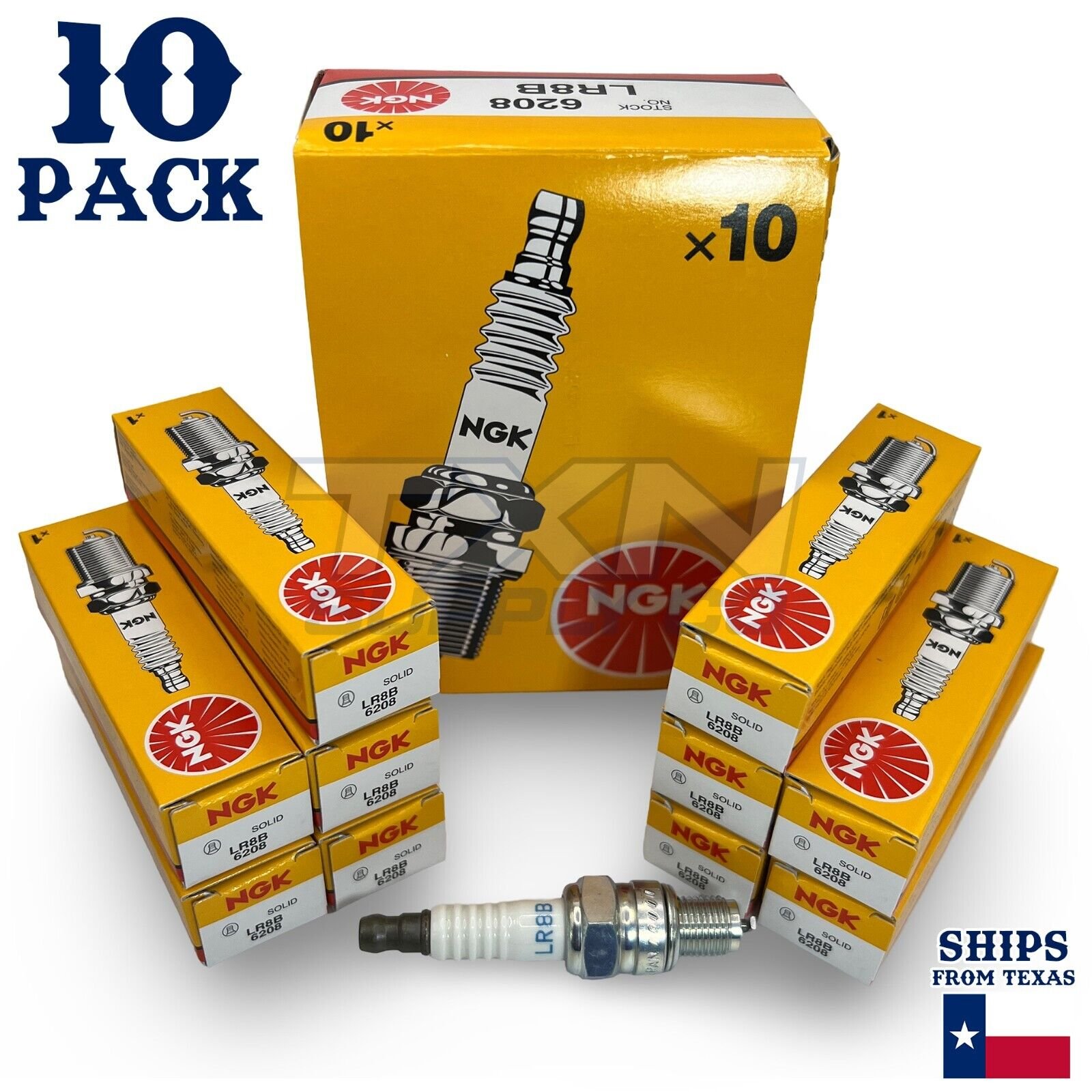 10 pc NGK 6208 LR8B Standard Spark Plugs for 45239093000 Ignition Wire - Image 1