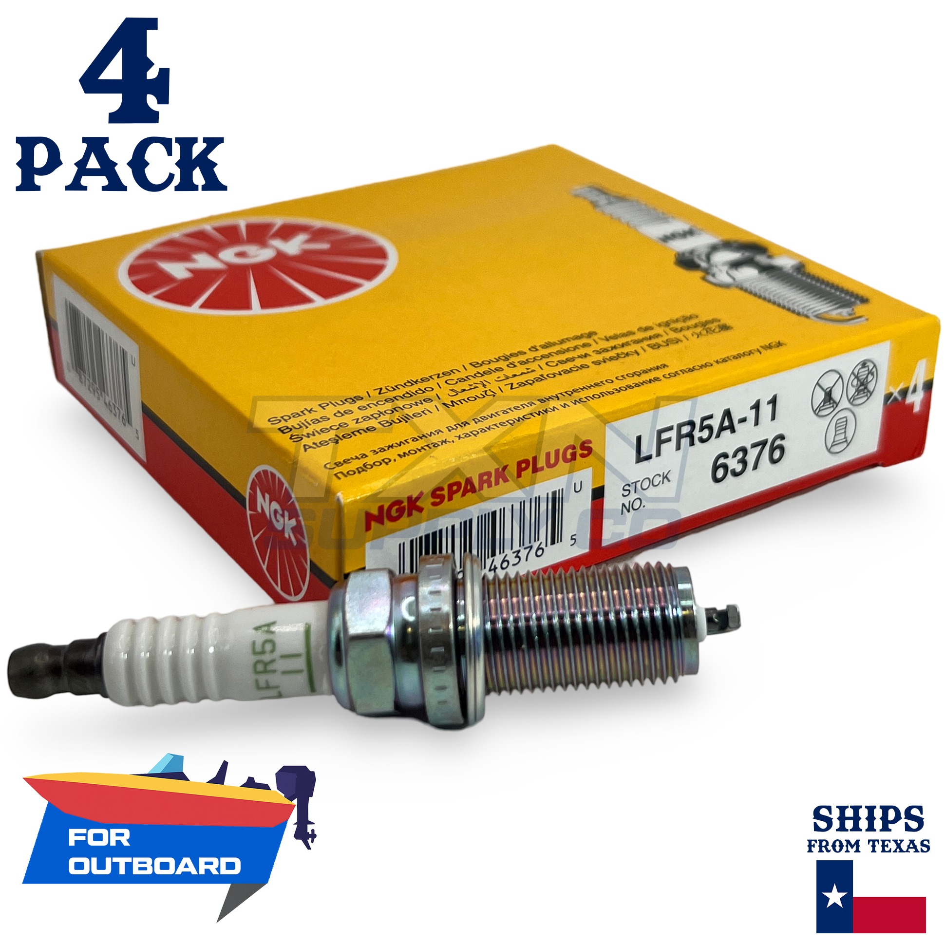 4 NGK Spark Plugs - For Yamaha 250 FL250BETU 4-Stroke 2006- Outboard Motor - Image 1