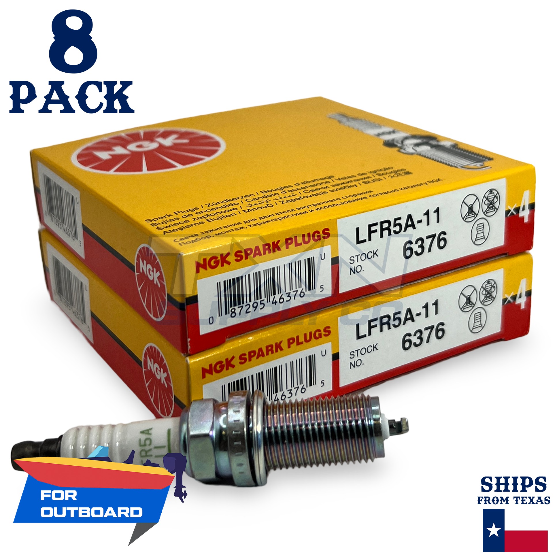8 NGK Spark Plugs - For Yamaha 150 F150AETL 16V 4-Stroke 2004- Outboard Motor - Image 1