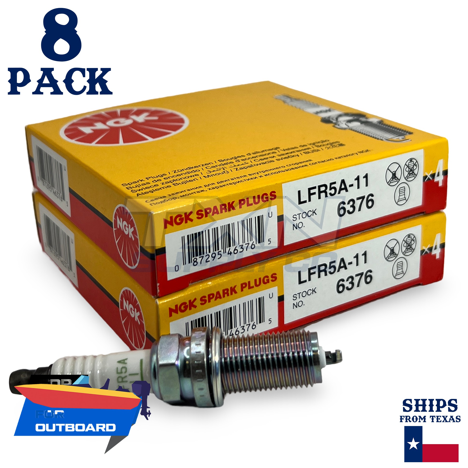 8 NGK Spark Plugs - For Yamaha 90 F9 4-Stroke 2003-2005 Outboard Motor - Image 1
