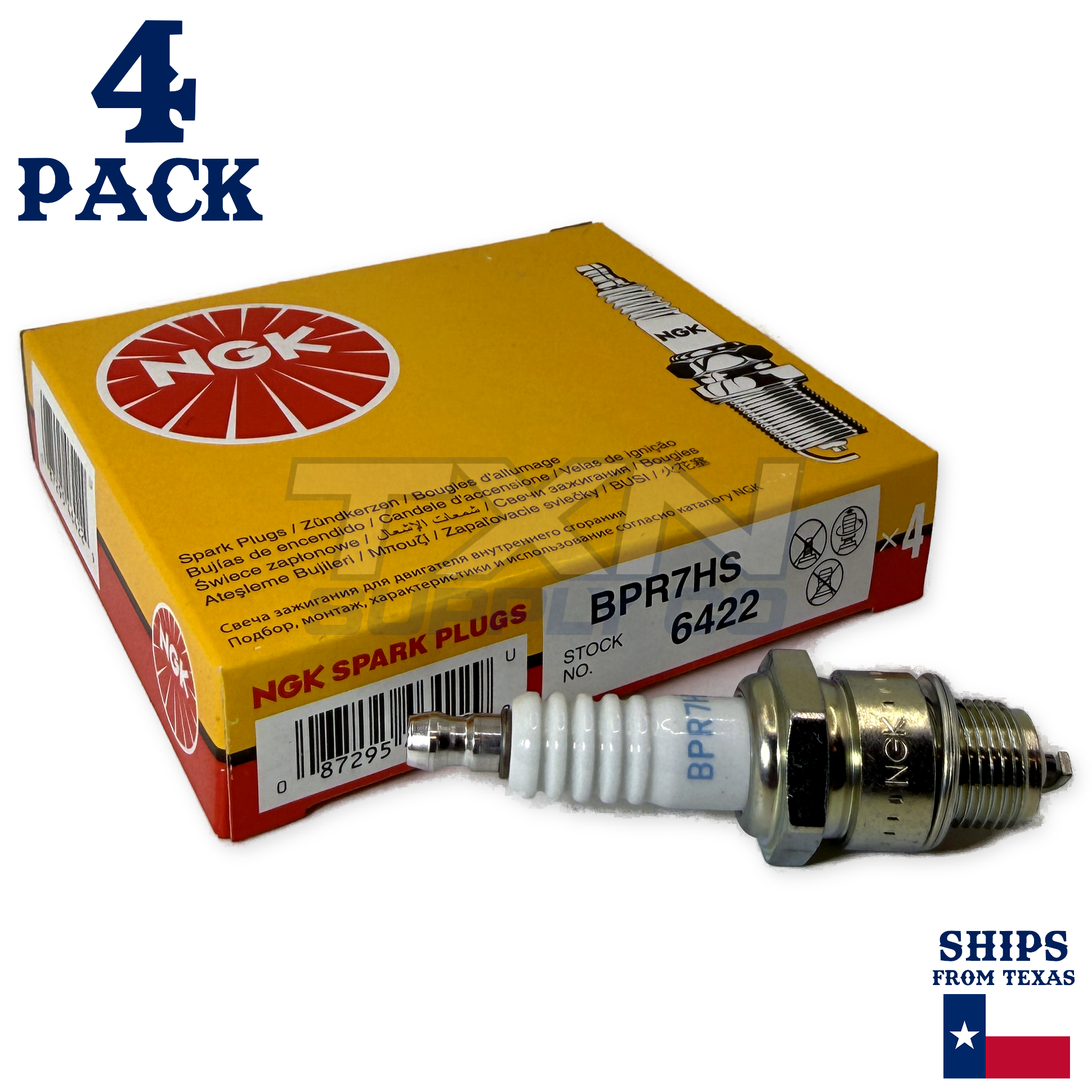 NGK 6422 Spark Plugs BPR7HS - 4 Pack