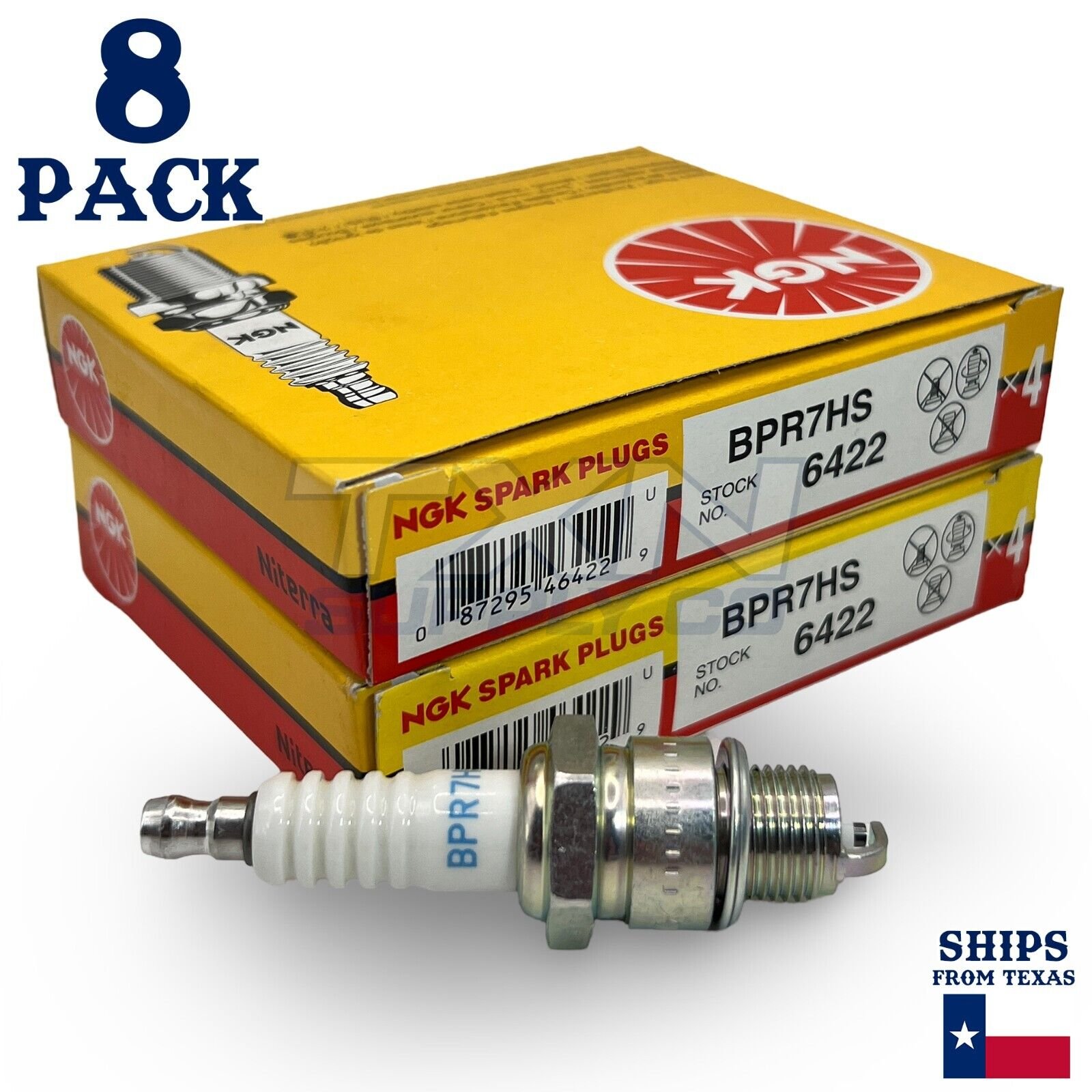 NGK 6422 Spark Plugs BPR7HS - 8 Pack - Image 1