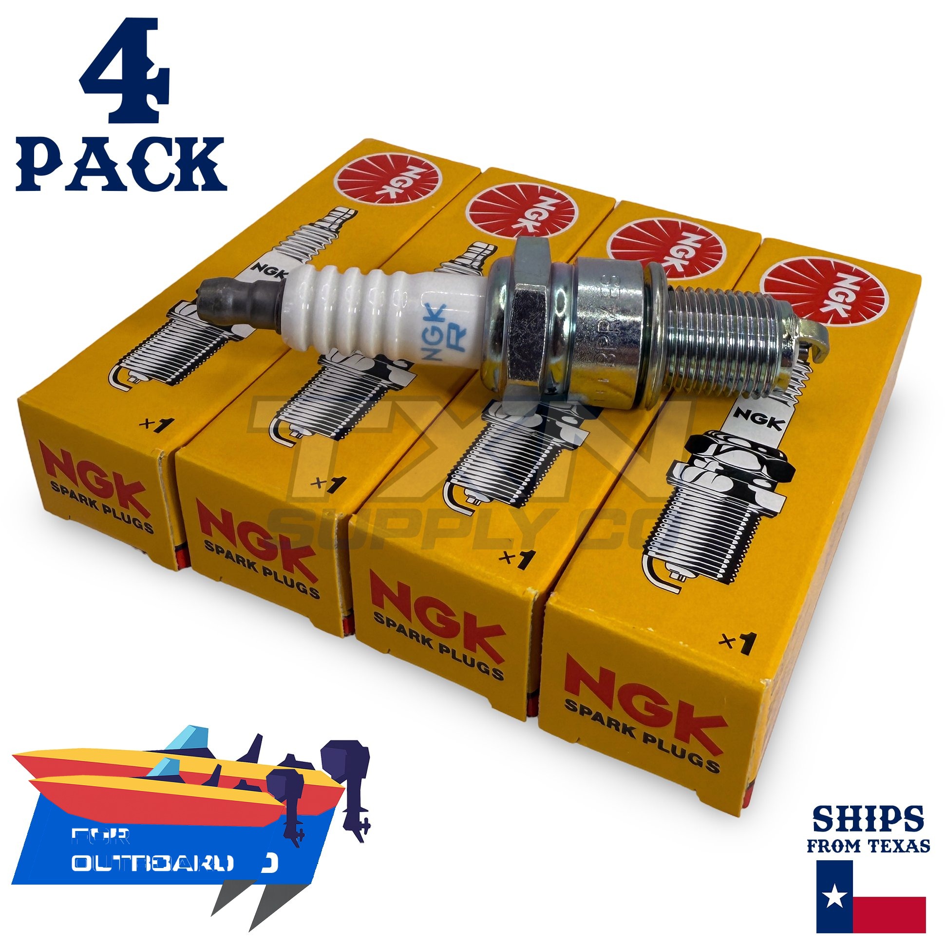 4 NGK Spark Plugs - For Mercury 250 Outboard Motor - Image 1