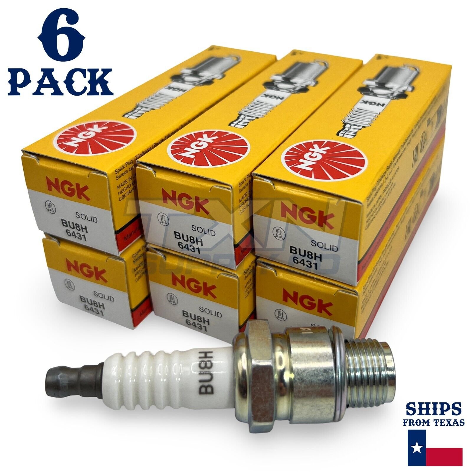 6 Spark Plugs NGK Standard Non-Resistor OEM BU8H/6431 - Image 1