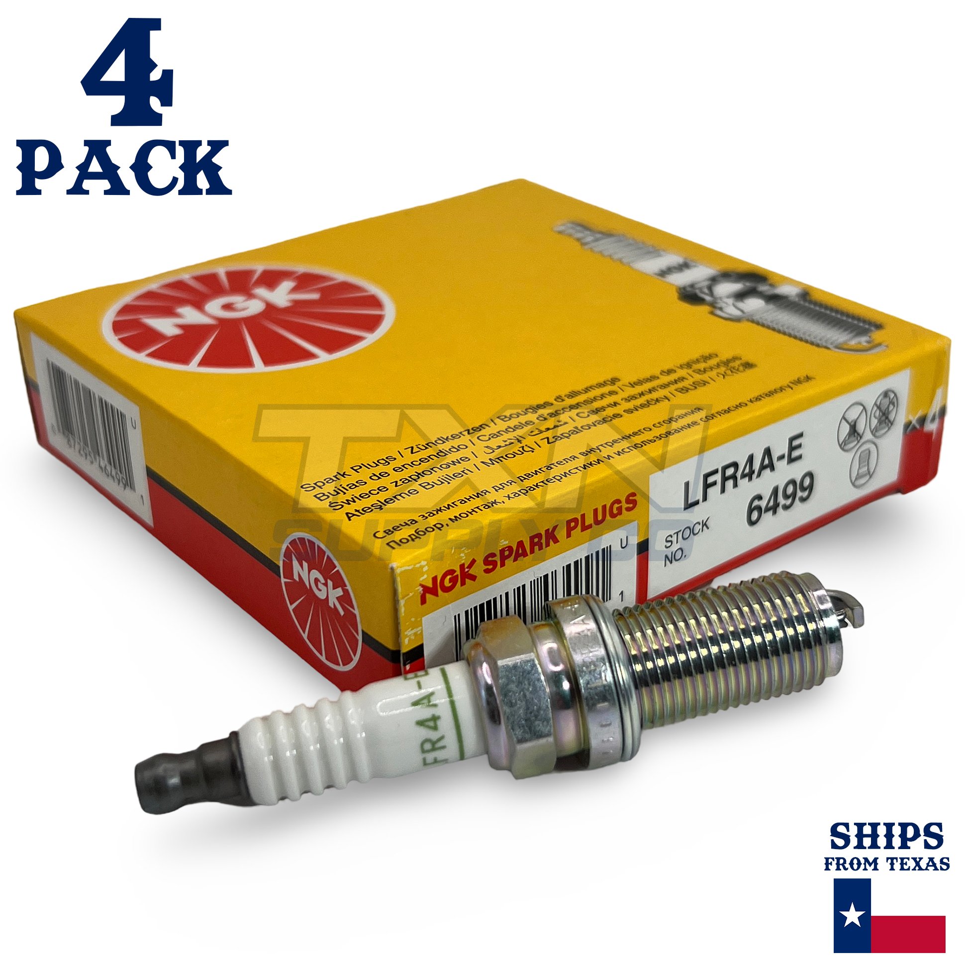 NGK 6499 Spark Plugs LFR4A-E - 4 Pack - Image 1