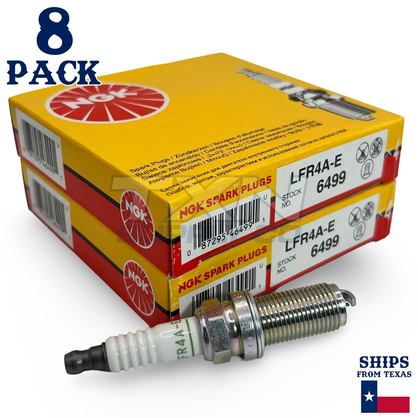 NGK 6499 Spark Plugs LFR4A-E - 8 Pack