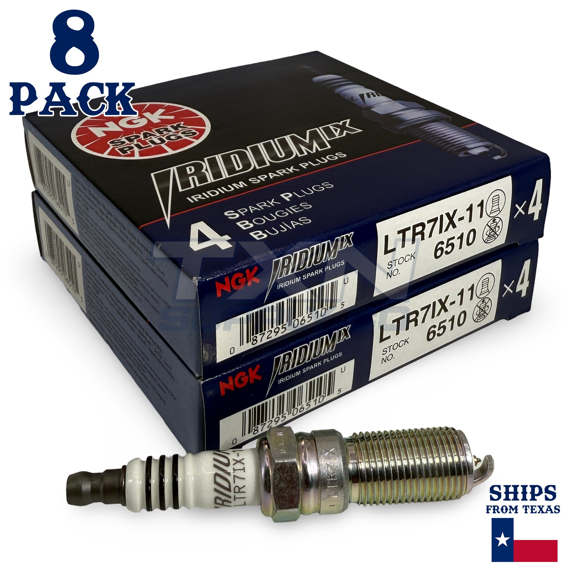 8 Pack NGK Iridium IX 6510 Spark Plugs LTR7IX-11