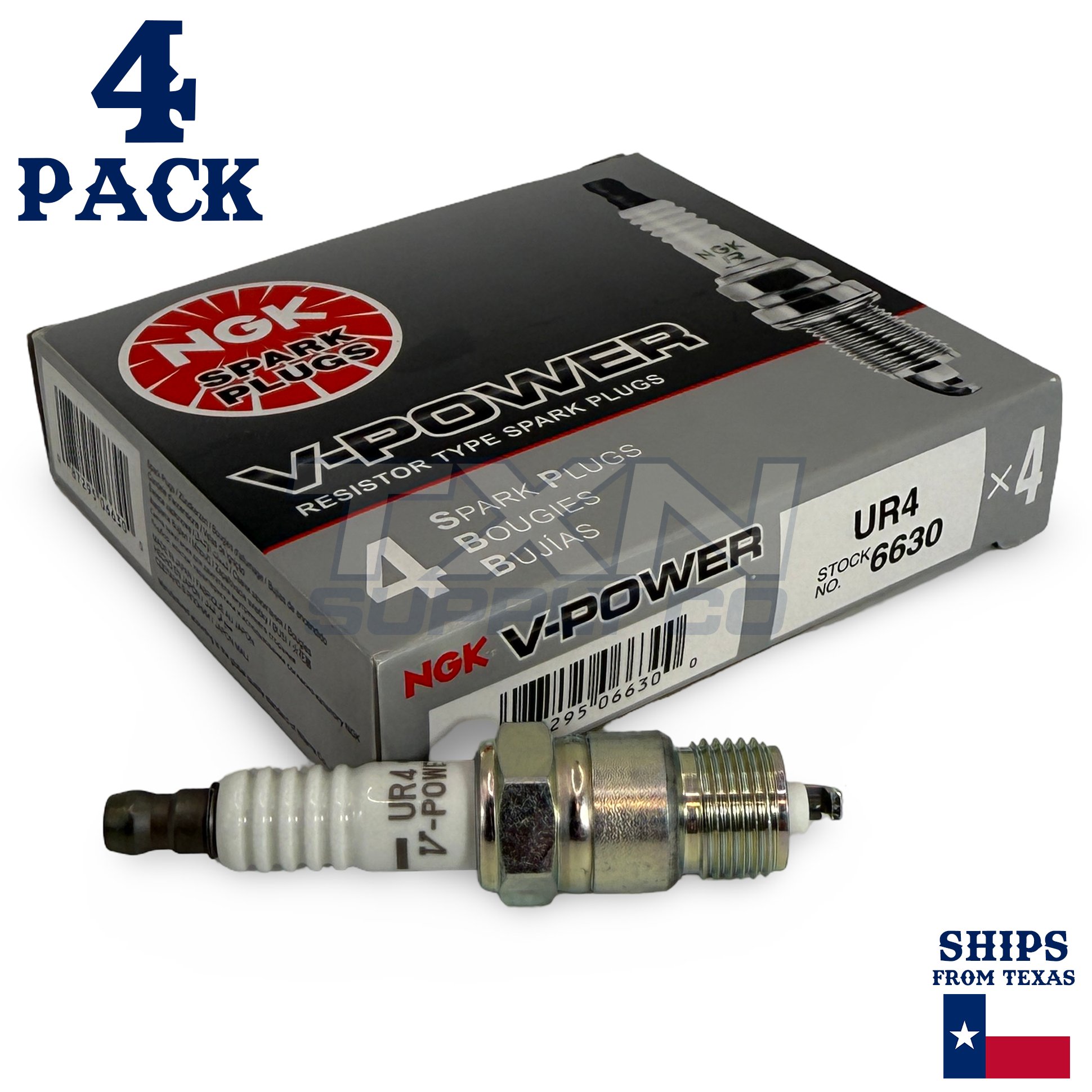 4 Pack NGK V-Power 6630 Spark Plugs UR4 - Image 1
