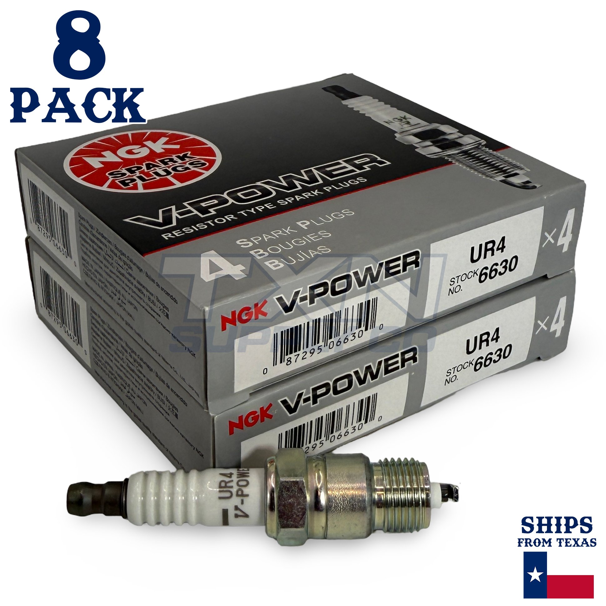 8 pc NGK 6630 V-Power Spark Plugs for 1052895W 15 16 1765179 18 1835800T 1835906T 18C2 18S 19 25 25BP 25C2 25DP2 25S 26 2R45TS 2R46TS 3851859 3851861 44TS 45TS 46TS 5020 5024 5025 5026 5213202S 577 - Image 1