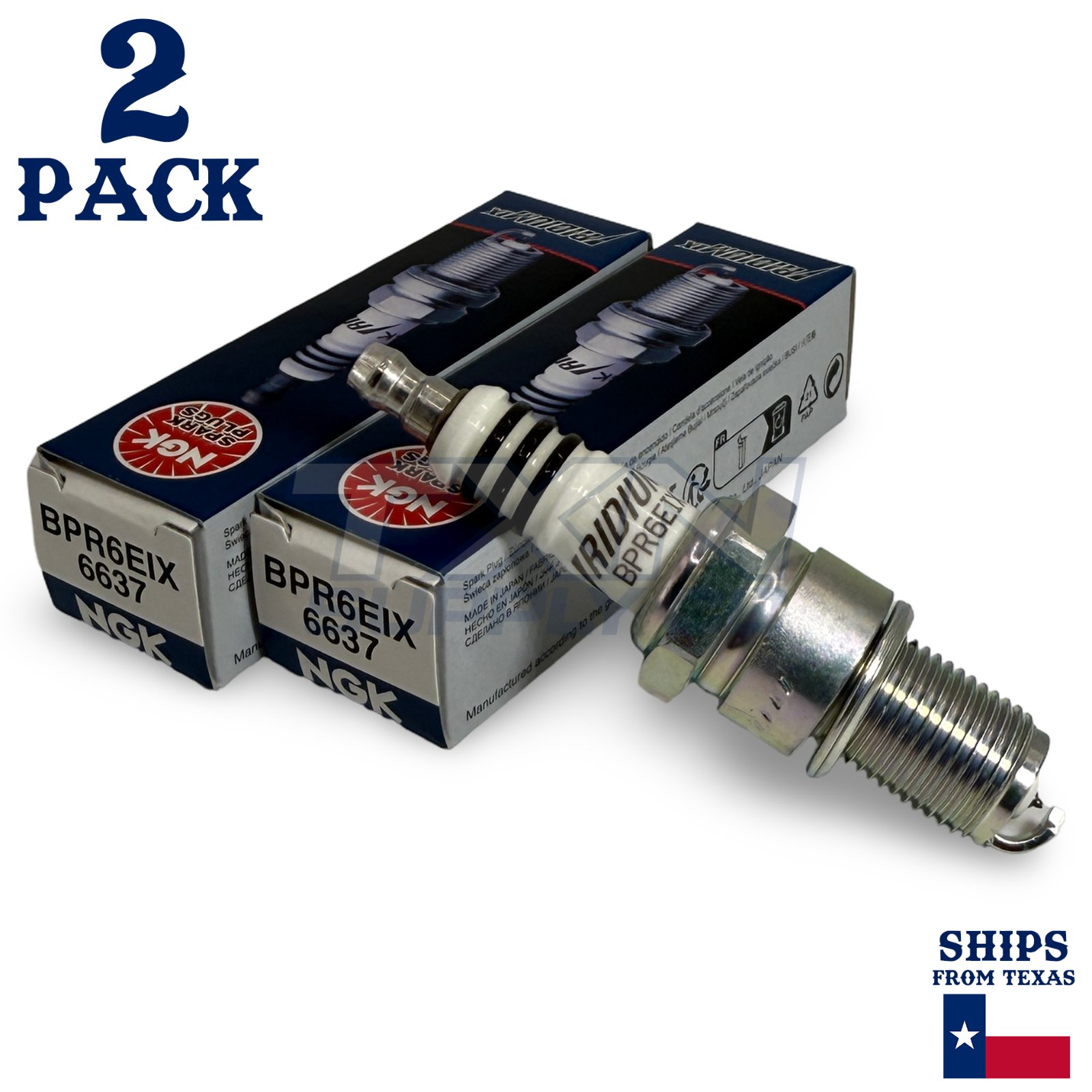 2 Pack NGK 6637 Iridium IX Spark Plugs BPR6EIX - Image 1