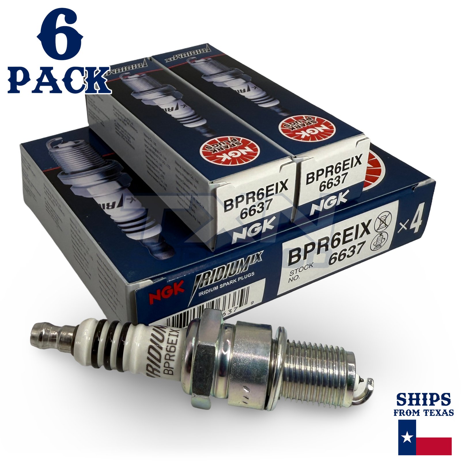 6 Pack NGK 6637 Iridium IX Spark Plugs BPR6EIX