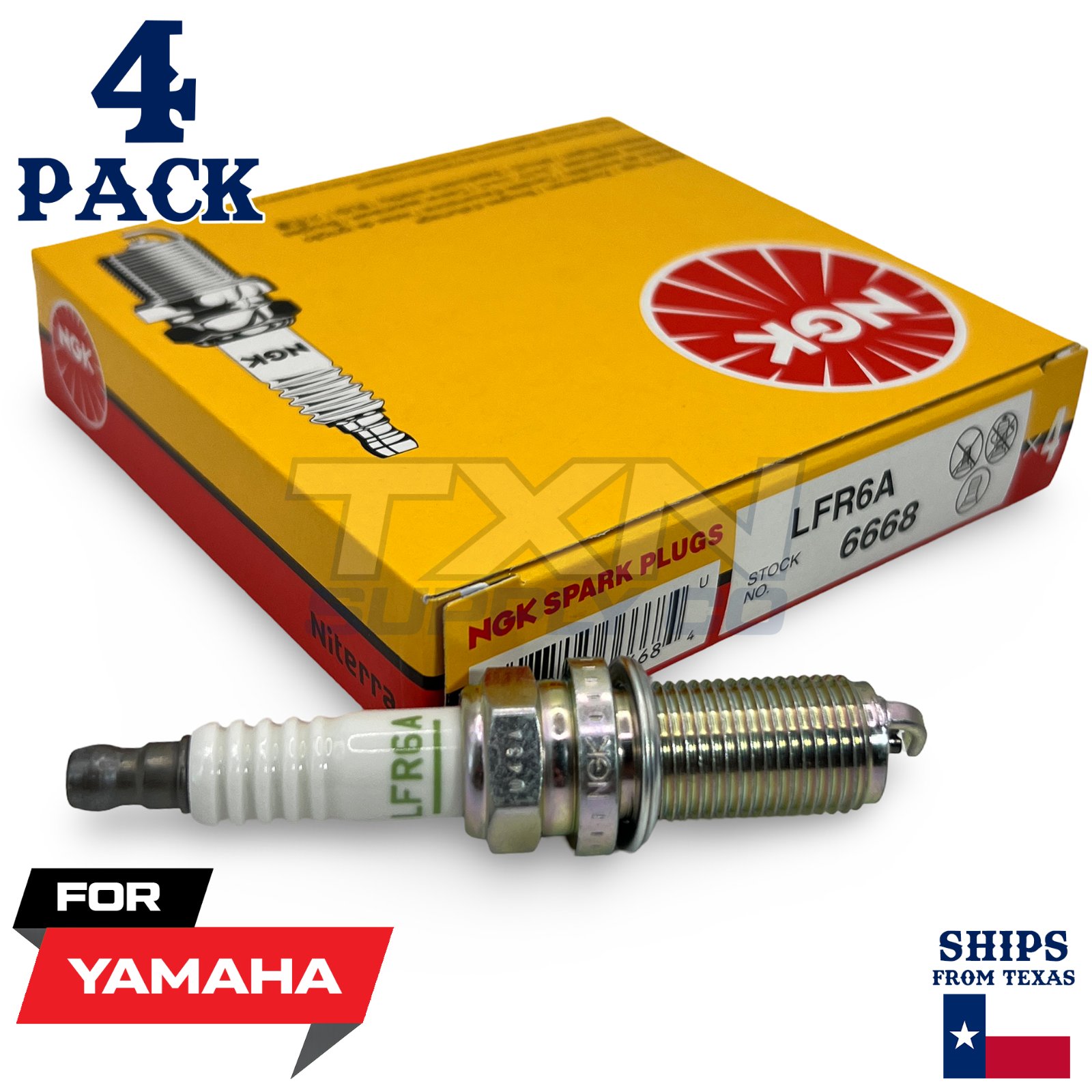 4 NGK 6668 Spark Plugs LFR6A  - For Yamaha HO & SHO VX FX FZR FZS VXR VXS