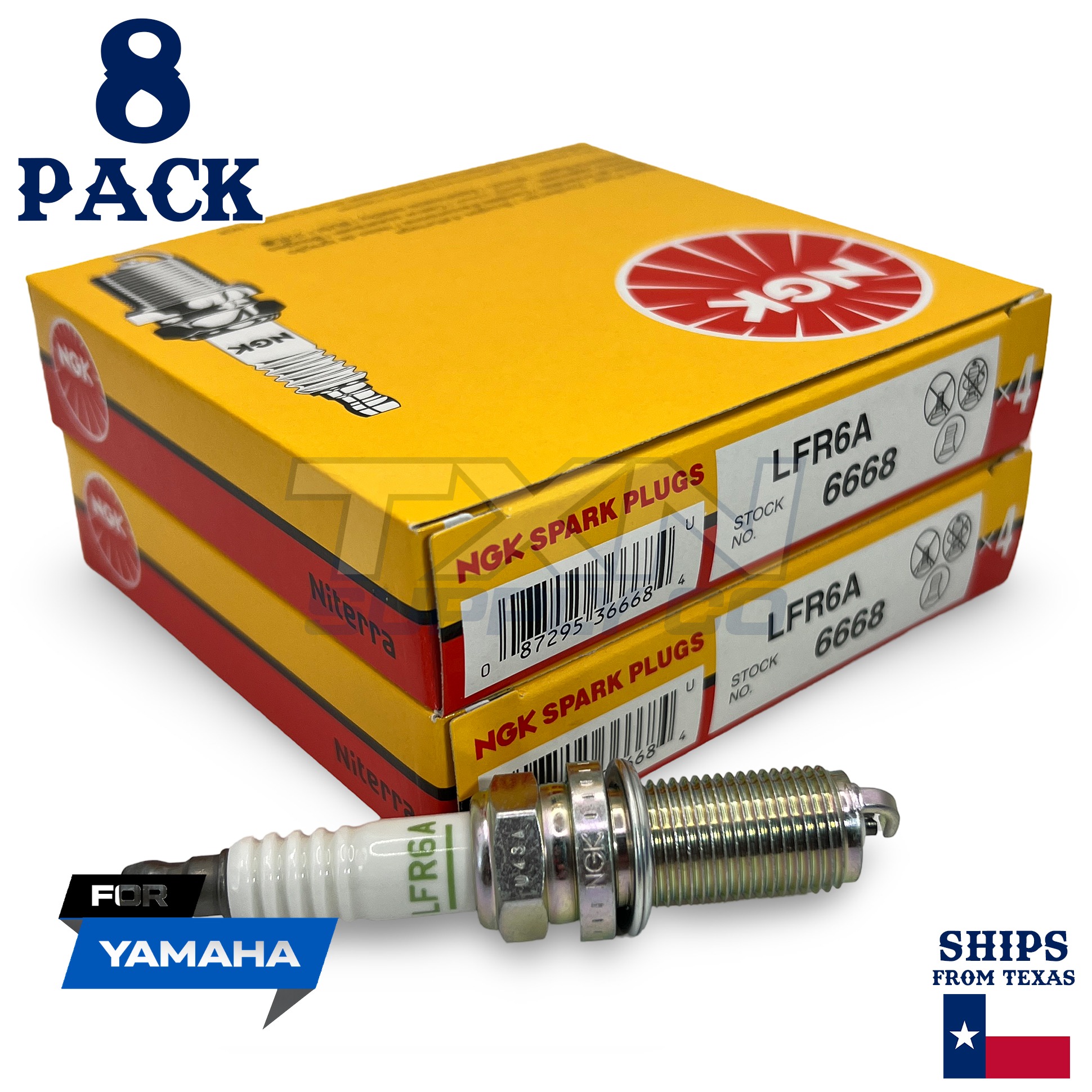 8 NGK 6668 Spark Plugs LFR6A - For Yamaha HO & SHO VX FX FZR FZS VXR VXS - Image 1