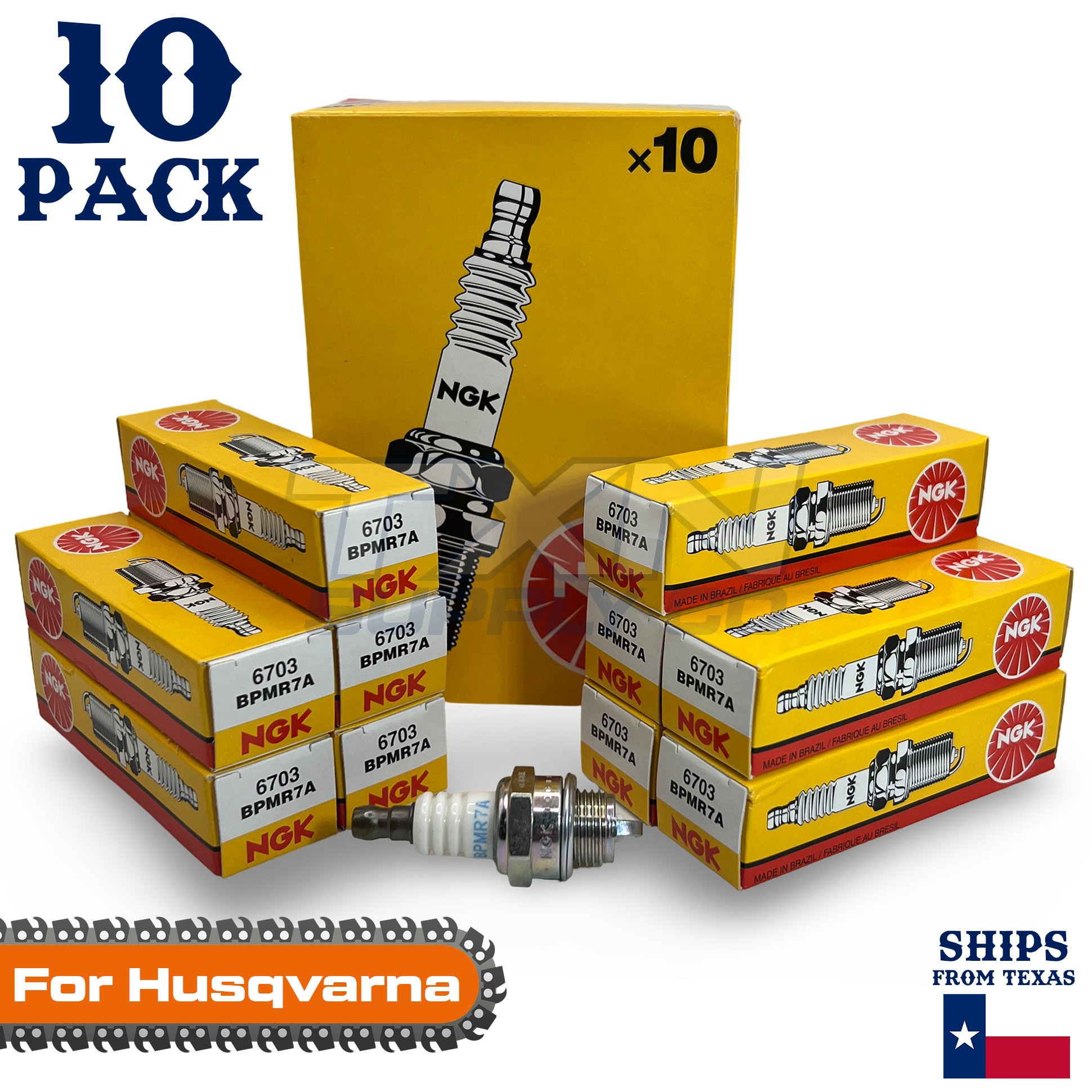 10 Pack NGK Spark Plug - For 32 Husqvarna Chainsaw - Image 1