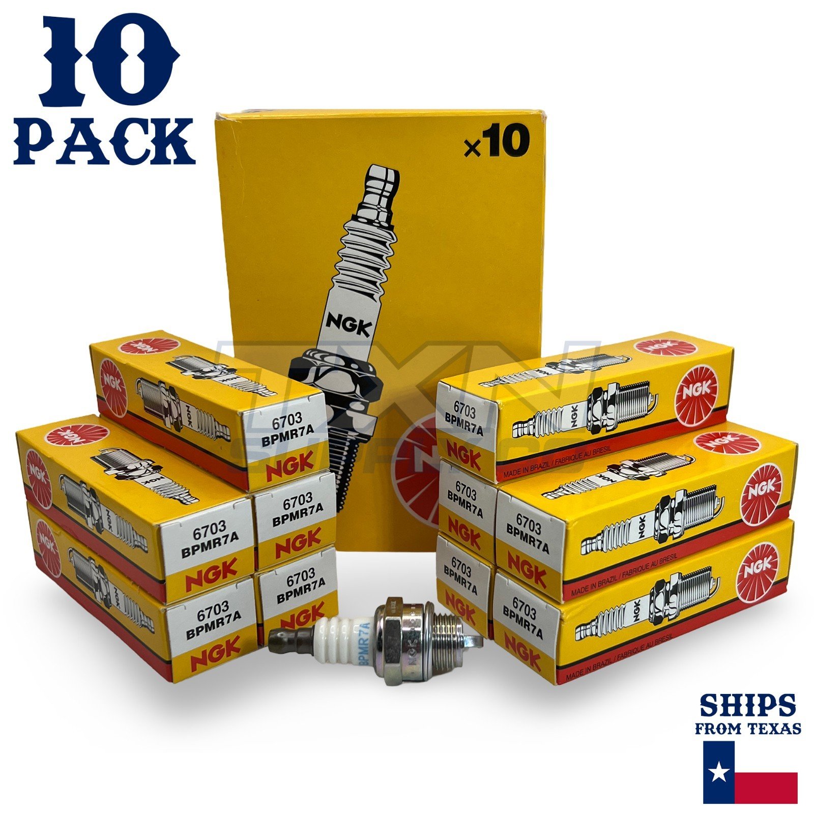 Pack of 10 Genuine NGK 6703 BPMR7A Spark Plugs - Image 1