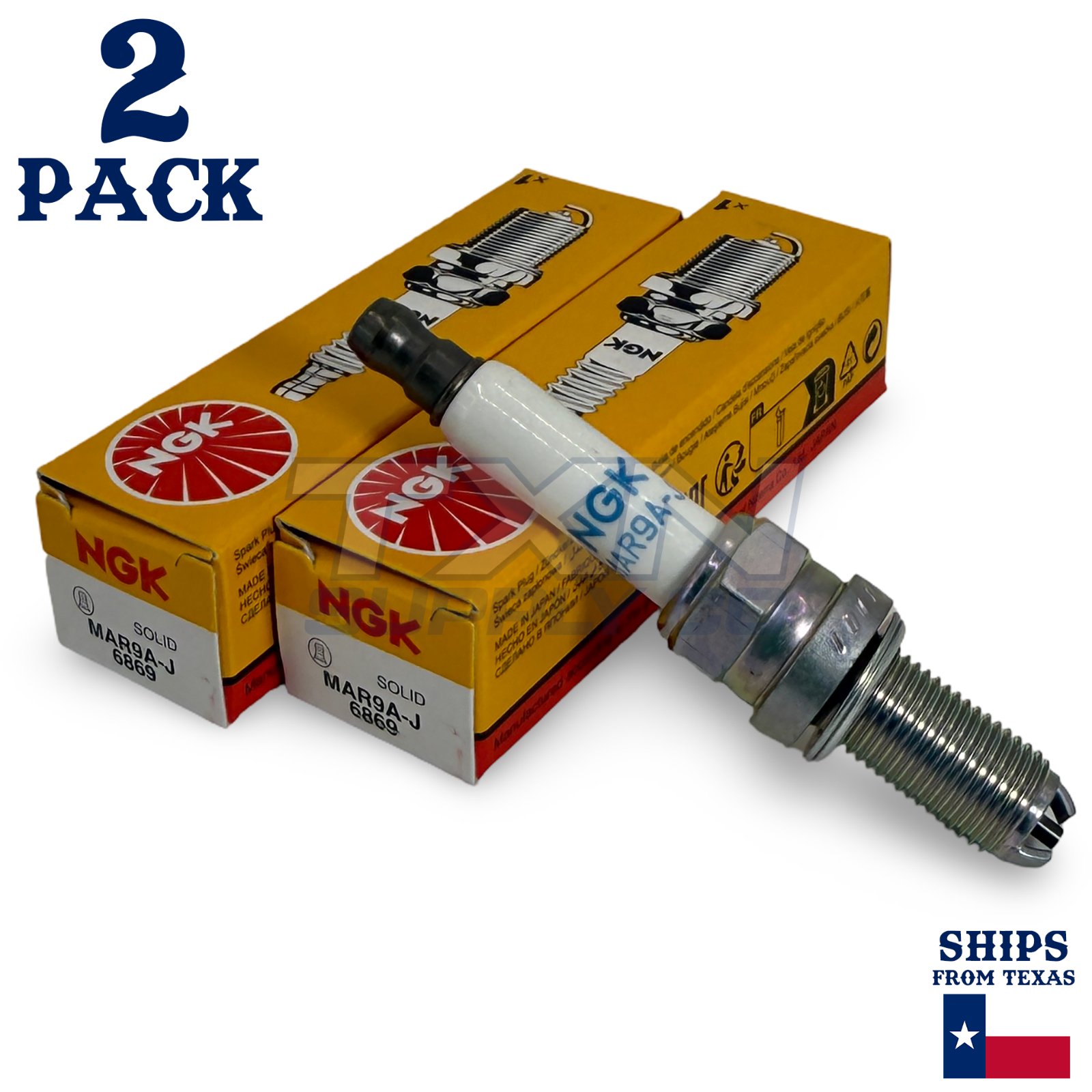 NGK 6869 Spark Plug MAR9A-J - 2 Pack - Image 1