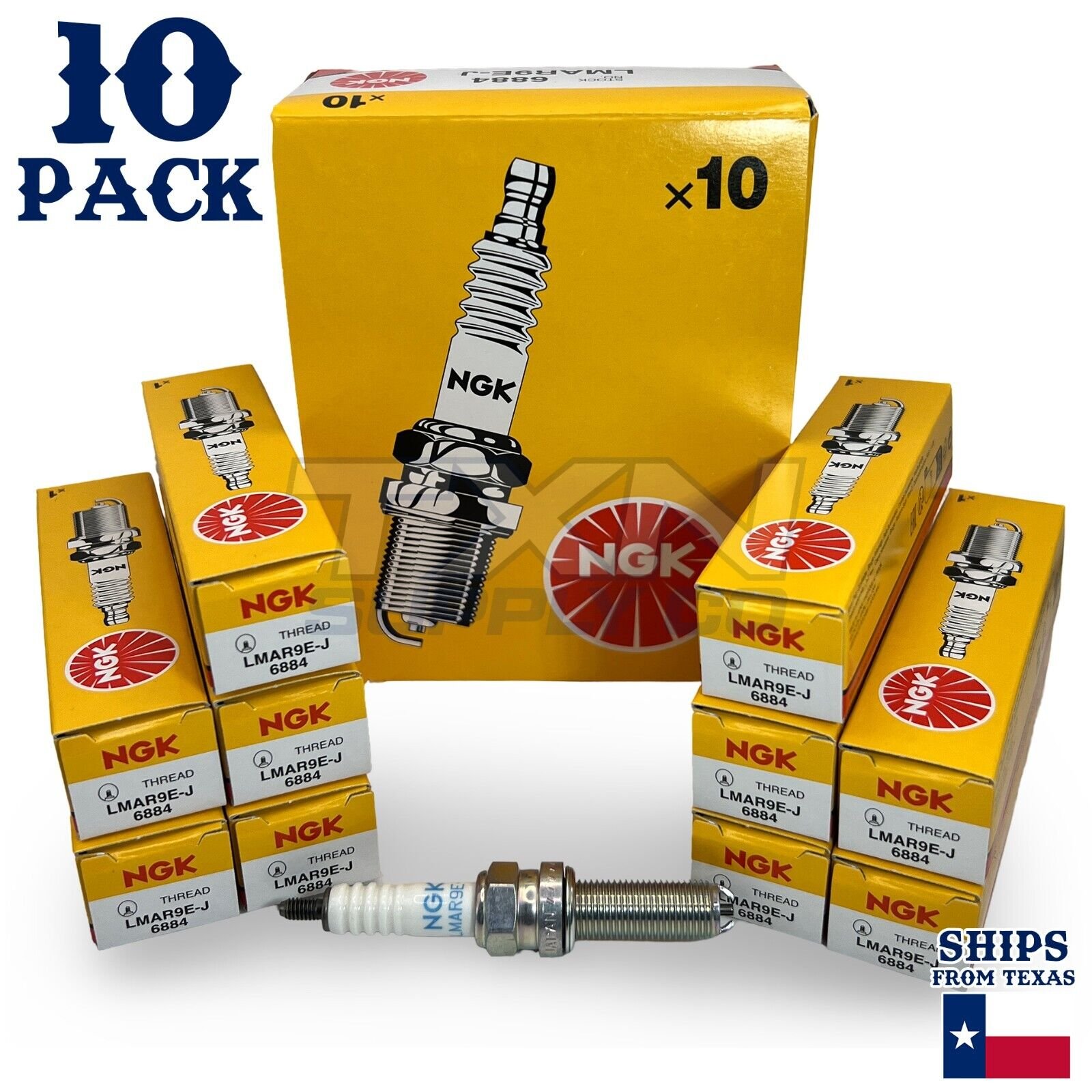 10 Pack NGK Spark Plugs Kit LMAR9EJ 6884 Fits Yamaha YZF-R1 MT-10 YZ250F FZ-10 - Image 1