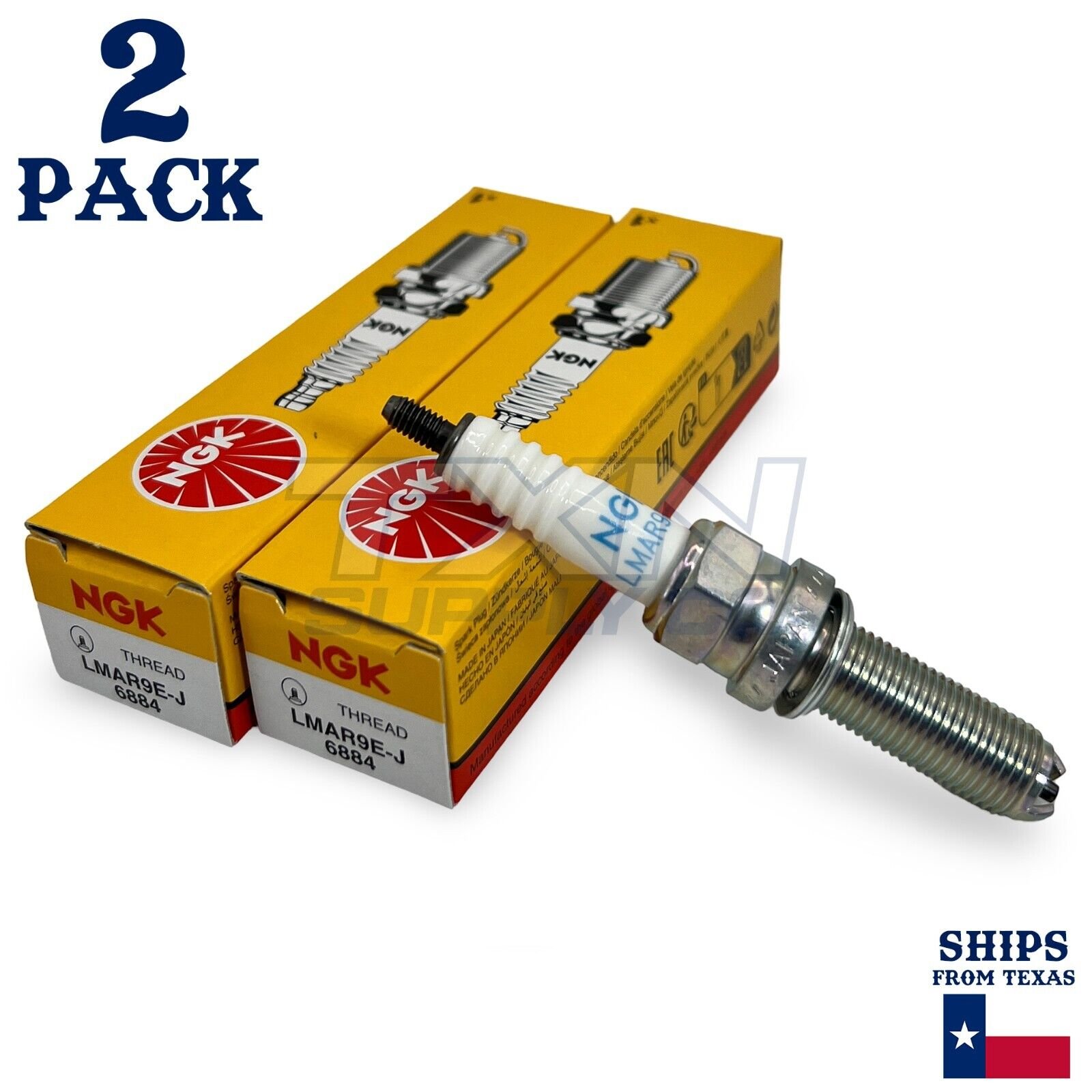 2 Pack NGK Spark Plugs Kit LMAR9EJ 6884 Fits Yamaha YZF-R1 MT-10 YZ250F FZ-10 - Image 1