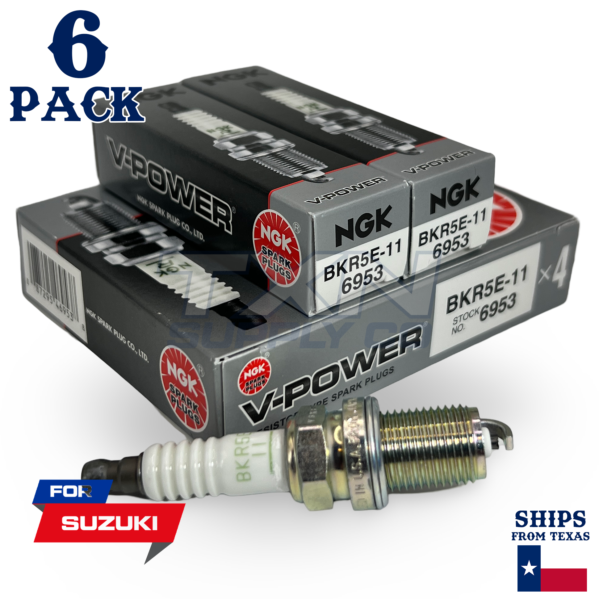 6 Pack Spark Plugs NGK V-Power 2001 Suzuki Grand Vitara 2.7L V6 - Image 1