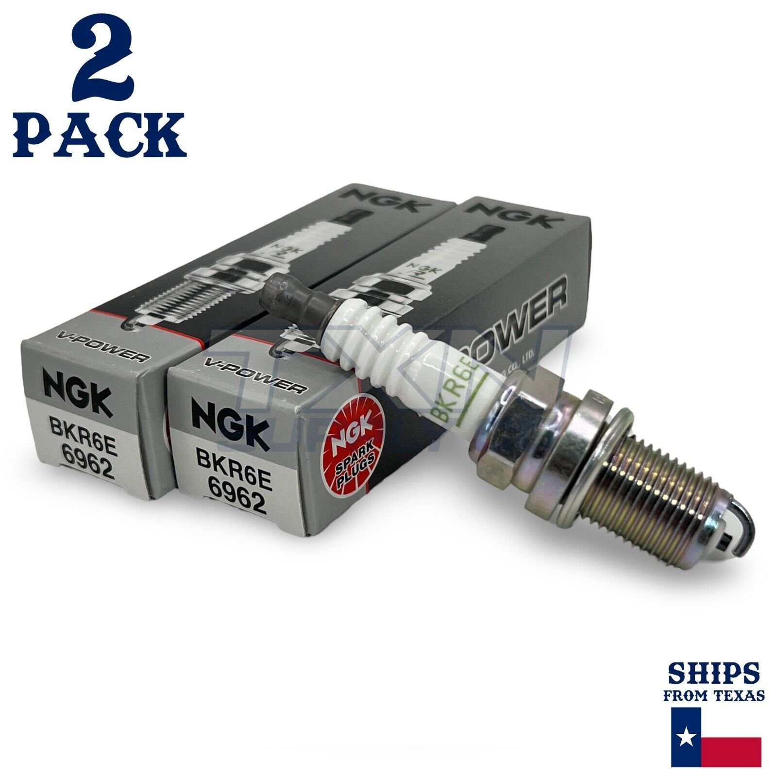 NGK 6962 V-Power BKR6E Spark Plug - 2 Pack - Image 1