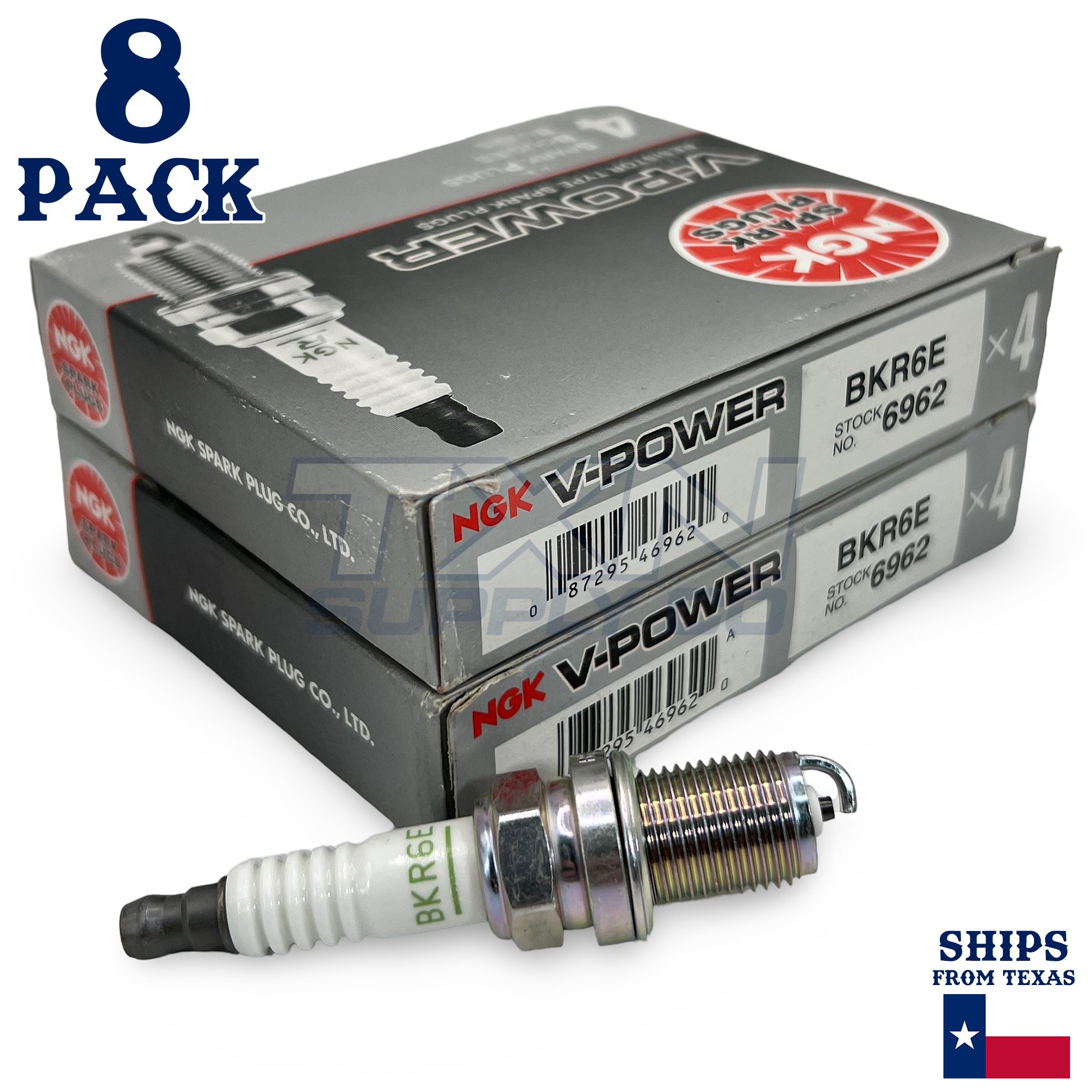 NGK 6962 V-Power BKR6E Spark Plug - 8 Pack - Image 1