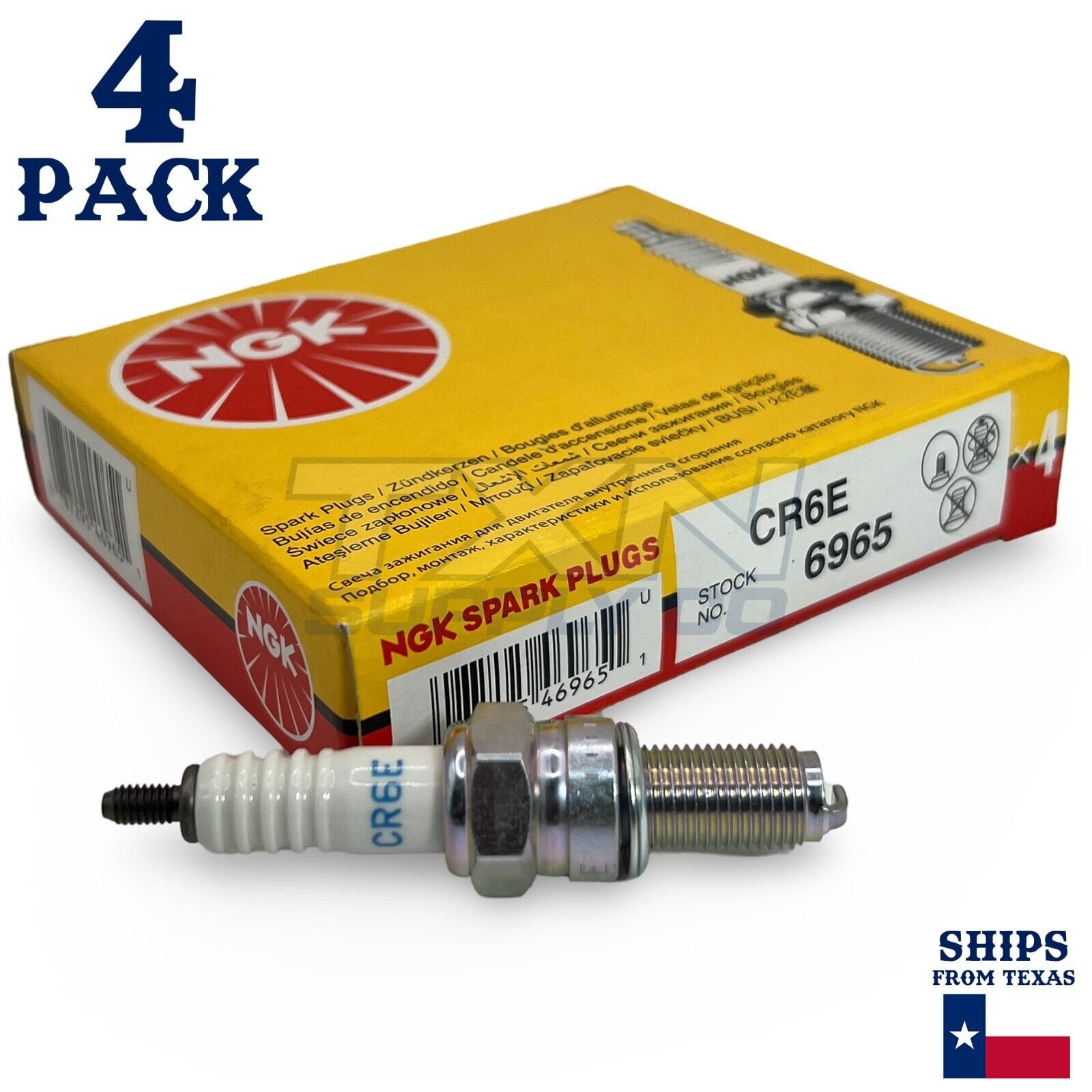 NGK 6965 Spark Plugs CR6E - 4 Pack - Image 1