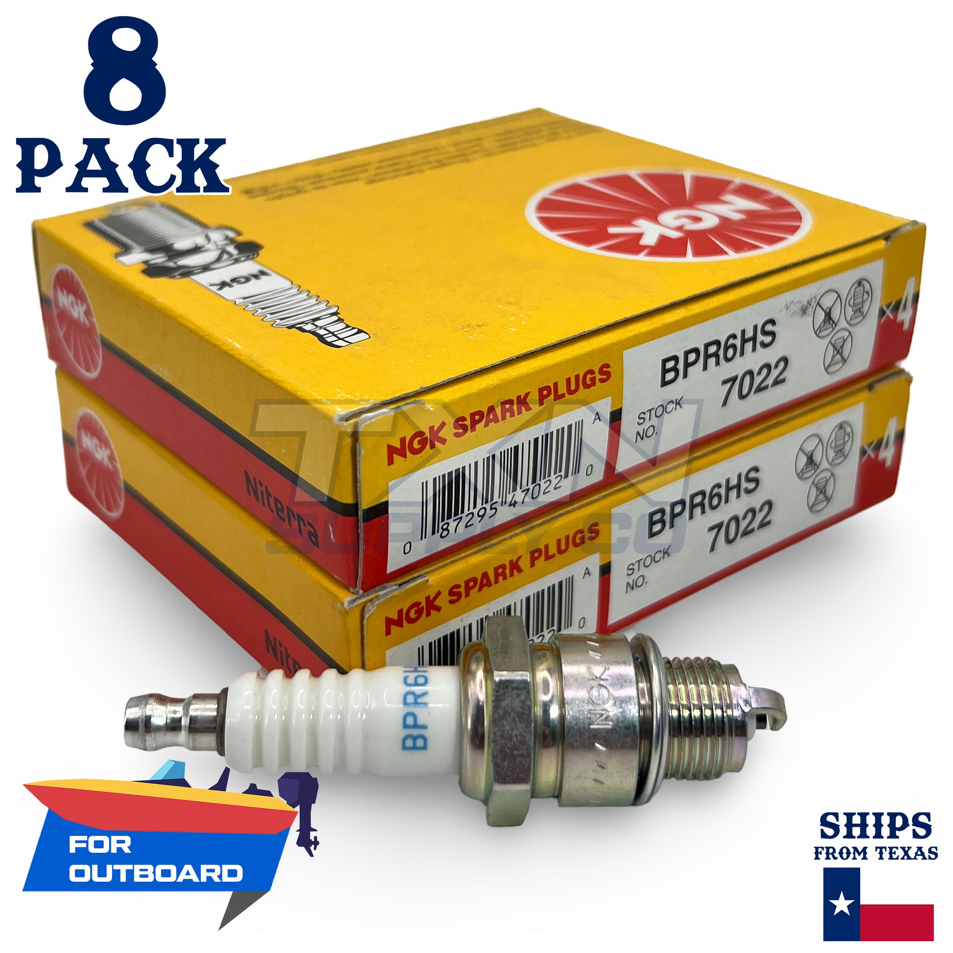 8 NGK 7022 Spark Plugs - For Suzuki 3.5 DT3.5 Outboard Motor - Image 1
