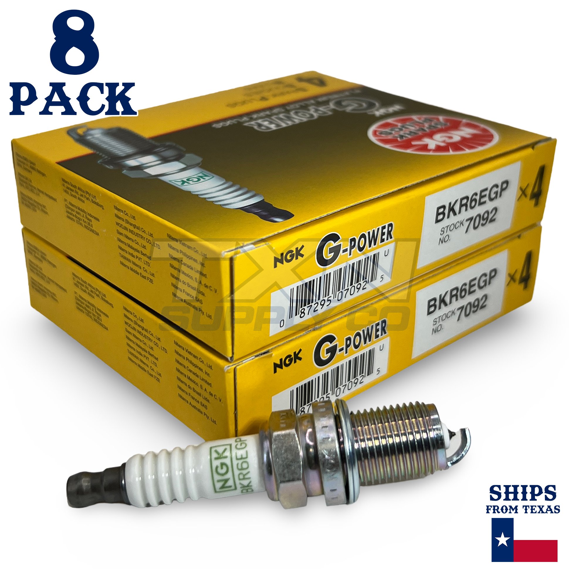 8 Pack NGK G-Power 7092 Spark Plugs BKR6EGP - Image 1