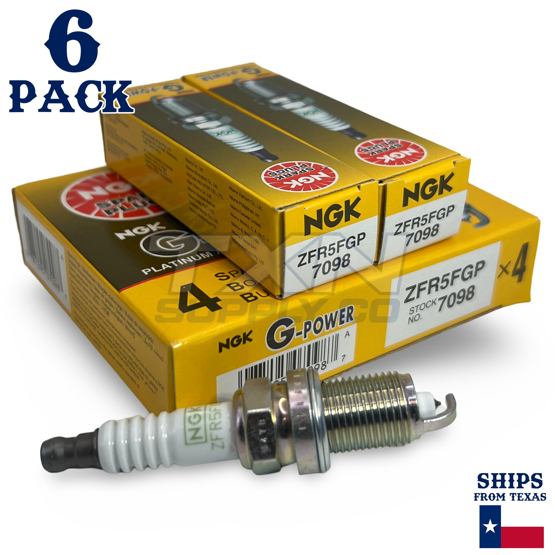 6 Pack NGK G-Power 7098 Spark Plugs ZFR5FGP - Image 1