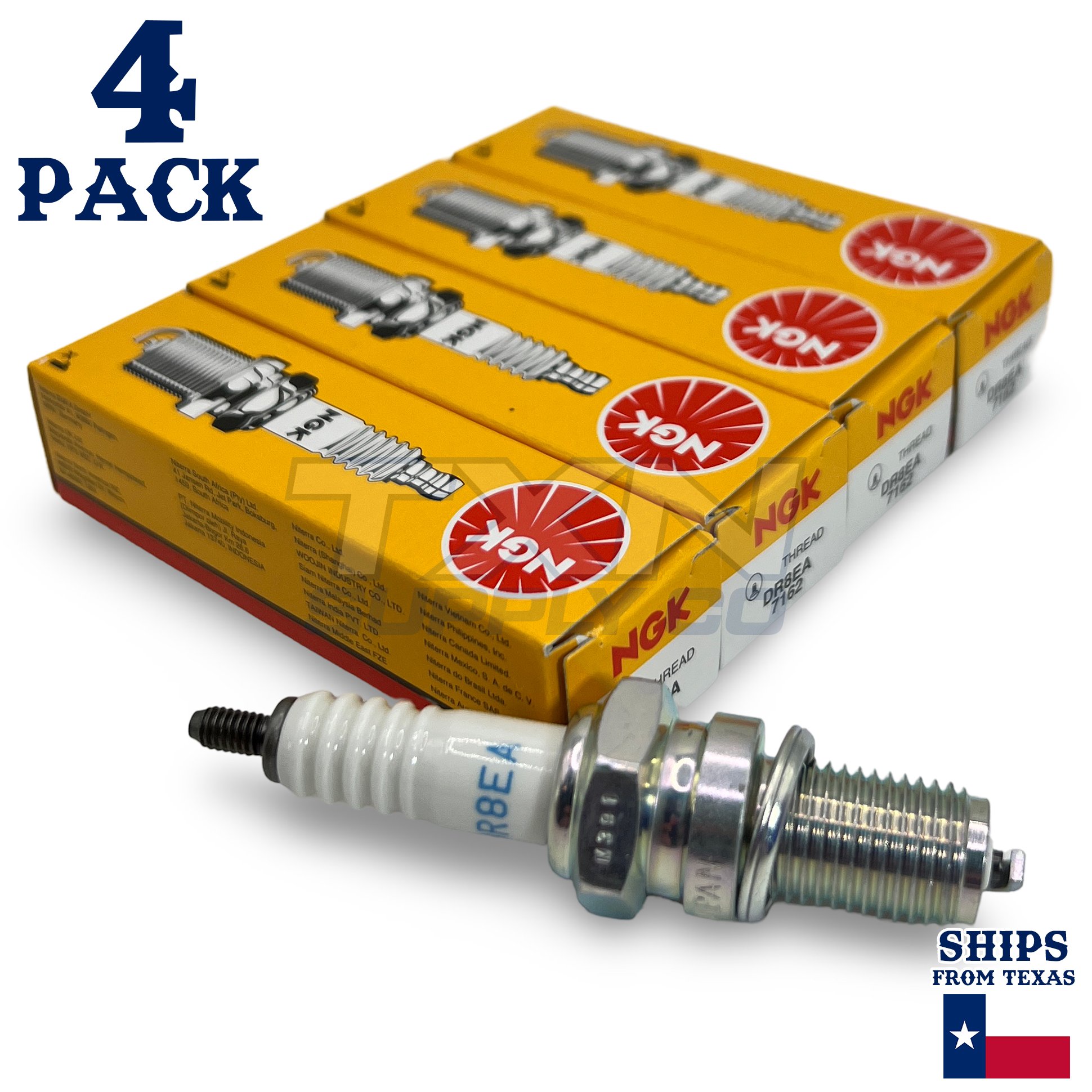 NGK Spark Plugs DR8EA (7162) - 4 Pack - Image 1