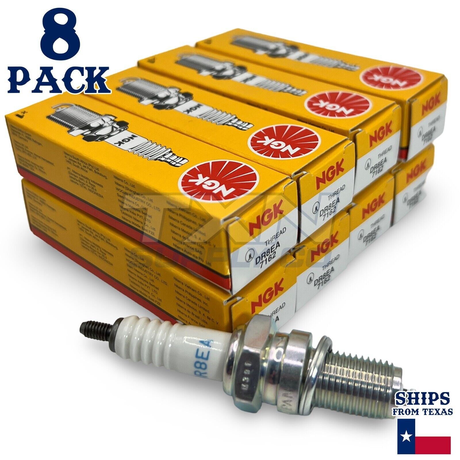 NGK 7162 Spark Plug DR8EA - 8 Pack - Image 1