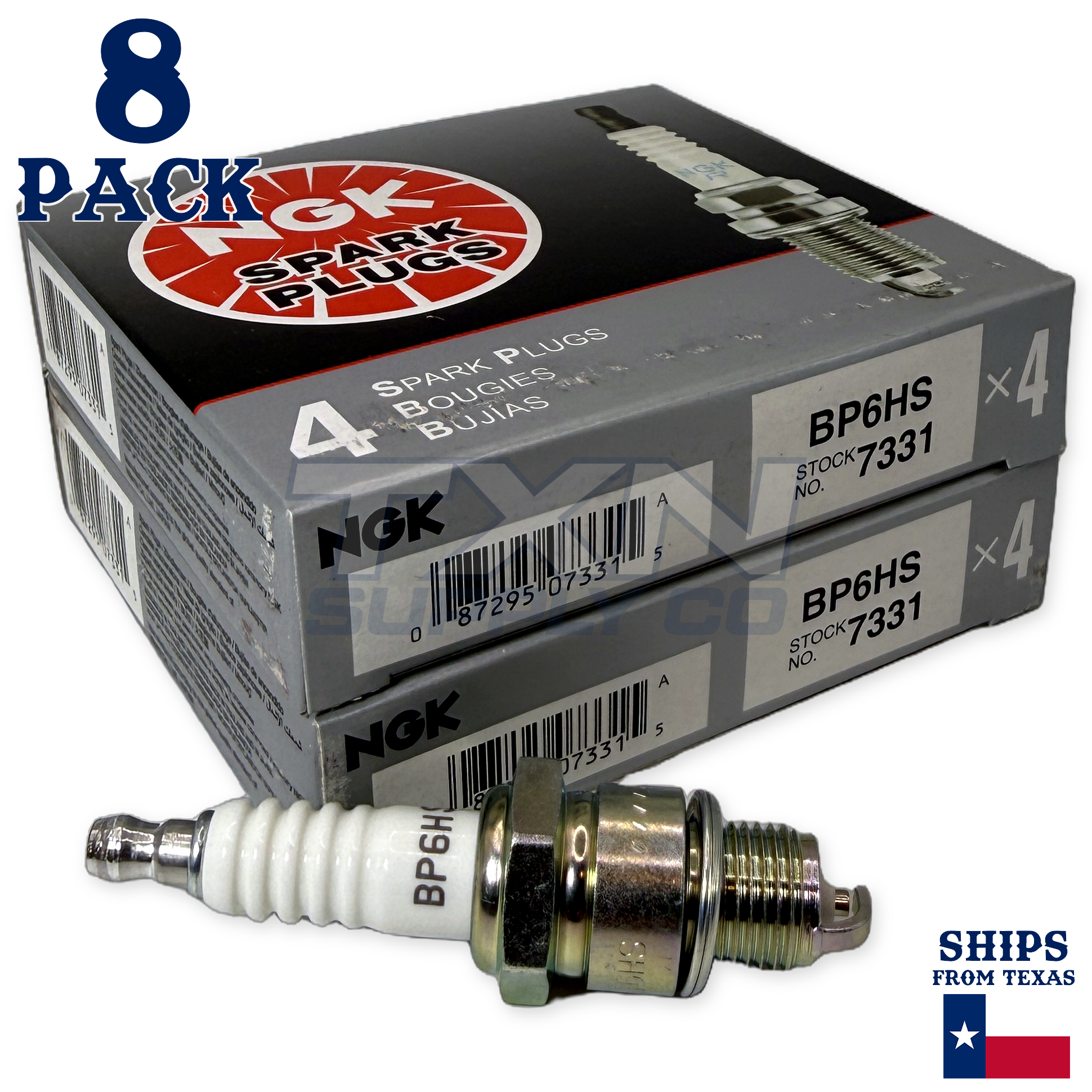 NGK 7331 BP6HS Spark Plugs 8 Pack