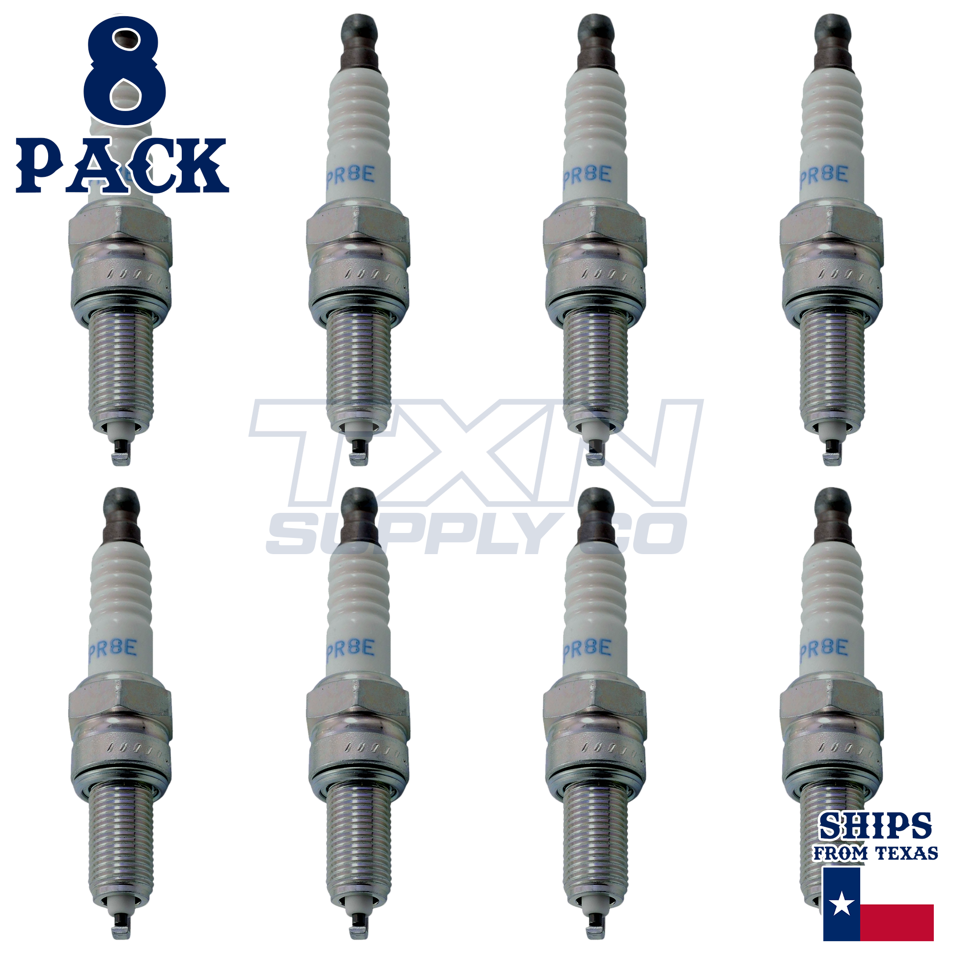 NGK 7411 CPR8E Spark Plugs 8 Pack - Image 1