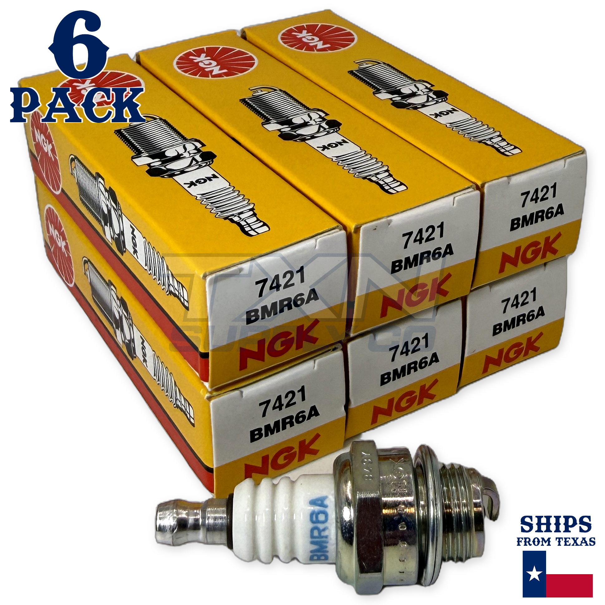 NGK 7421 BMR6A Spark Plugs 6 Pack