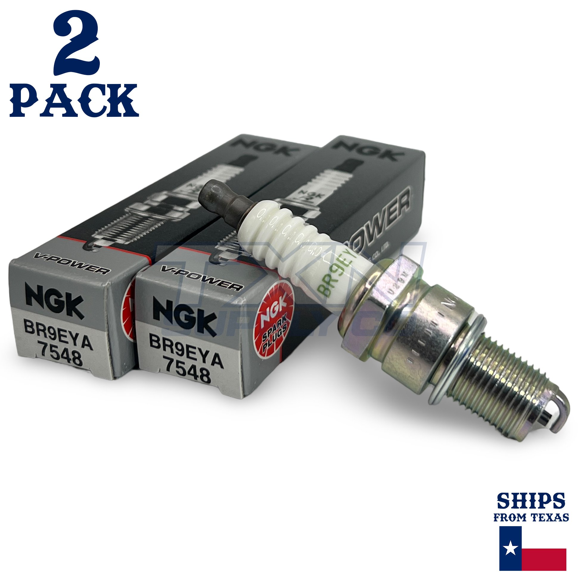 NGK V-Power 7548 Spark Plugs BR9EYA - 2 Pack