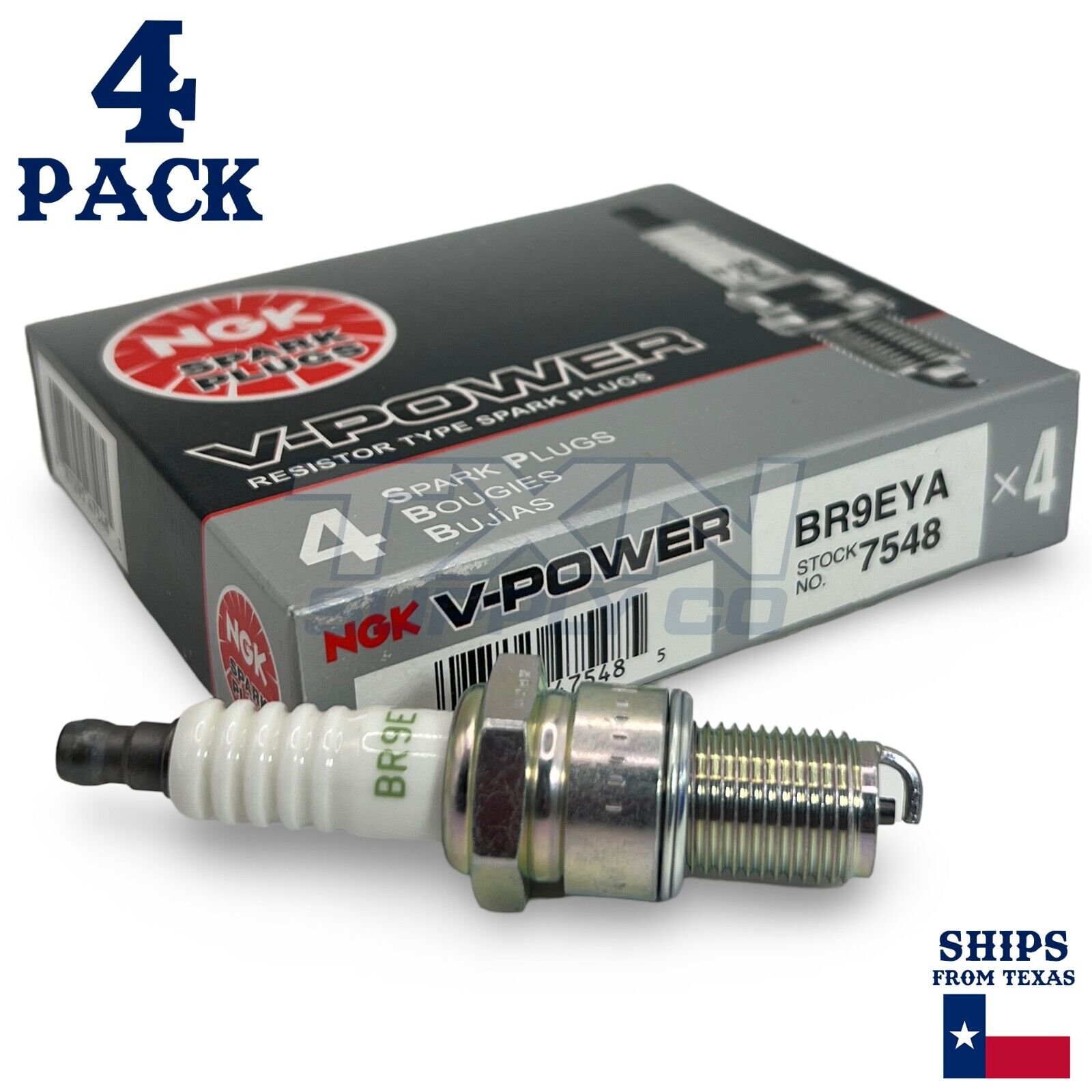 NGK 7548 BR9EYA V-Power Plug - 4-Pack - Image 1
