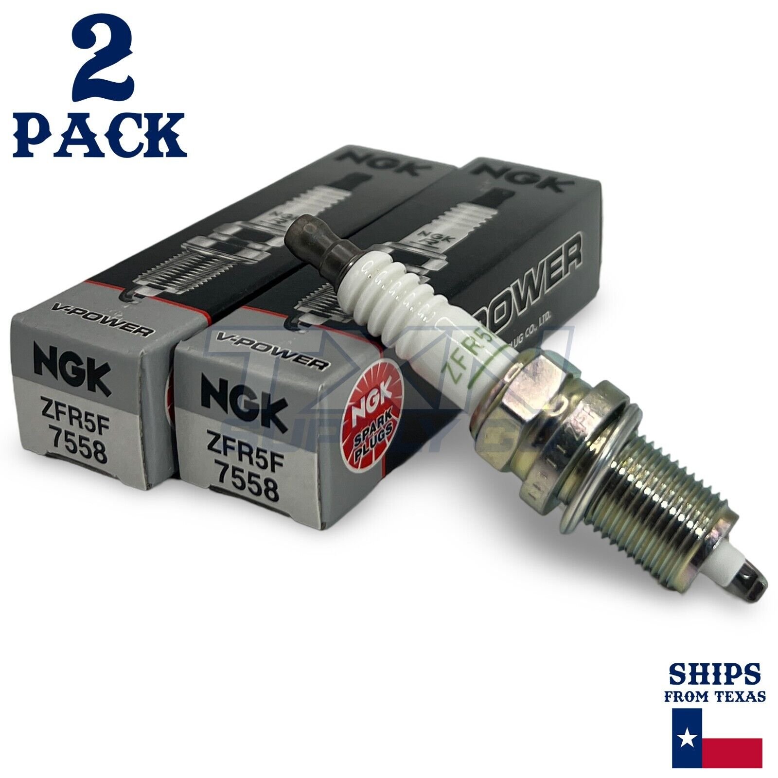 NGK 7558 V-Power Spark Plugs ZFR5F - 2 Pack