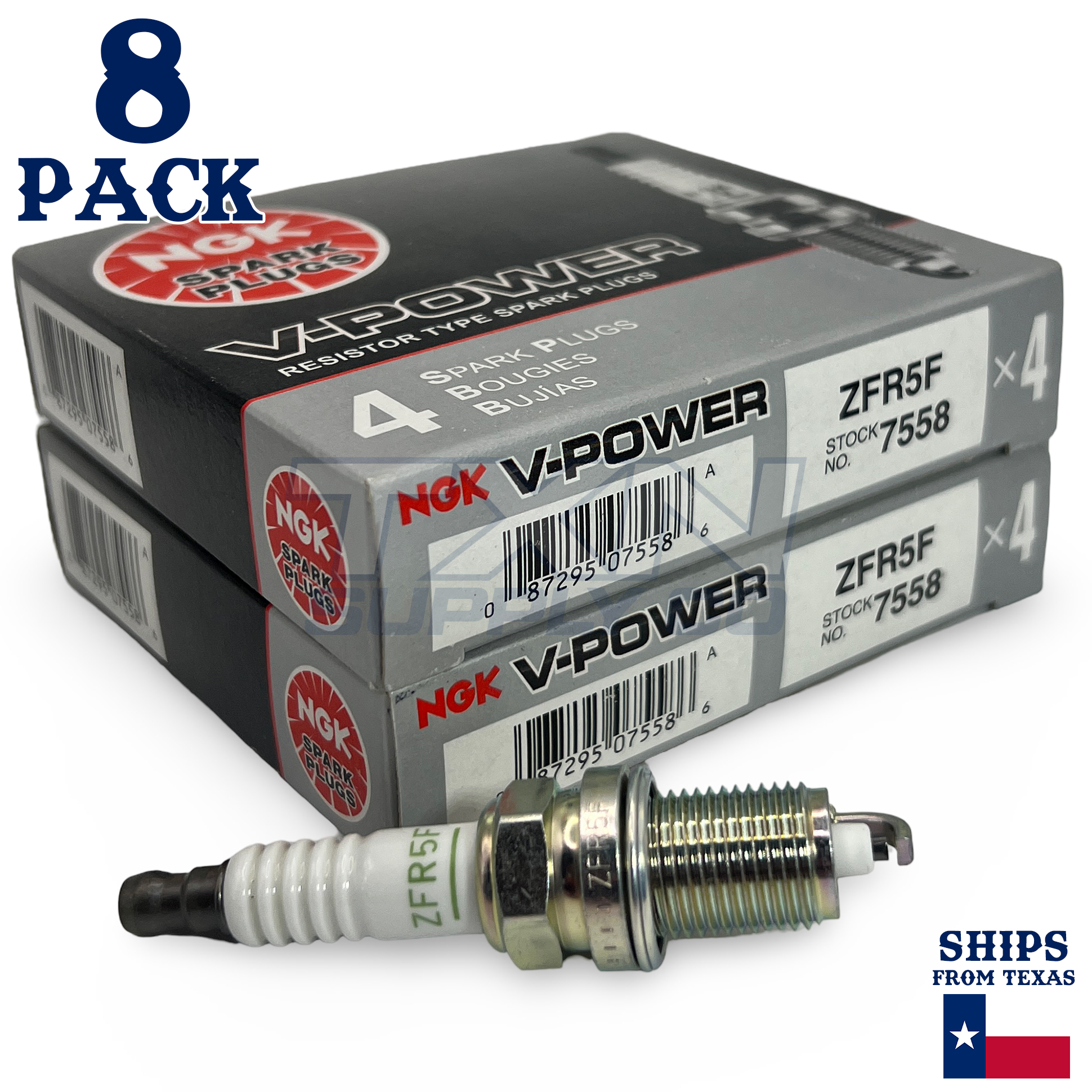 NGK 7558 Spark Plugs 8 Pack - Image 1