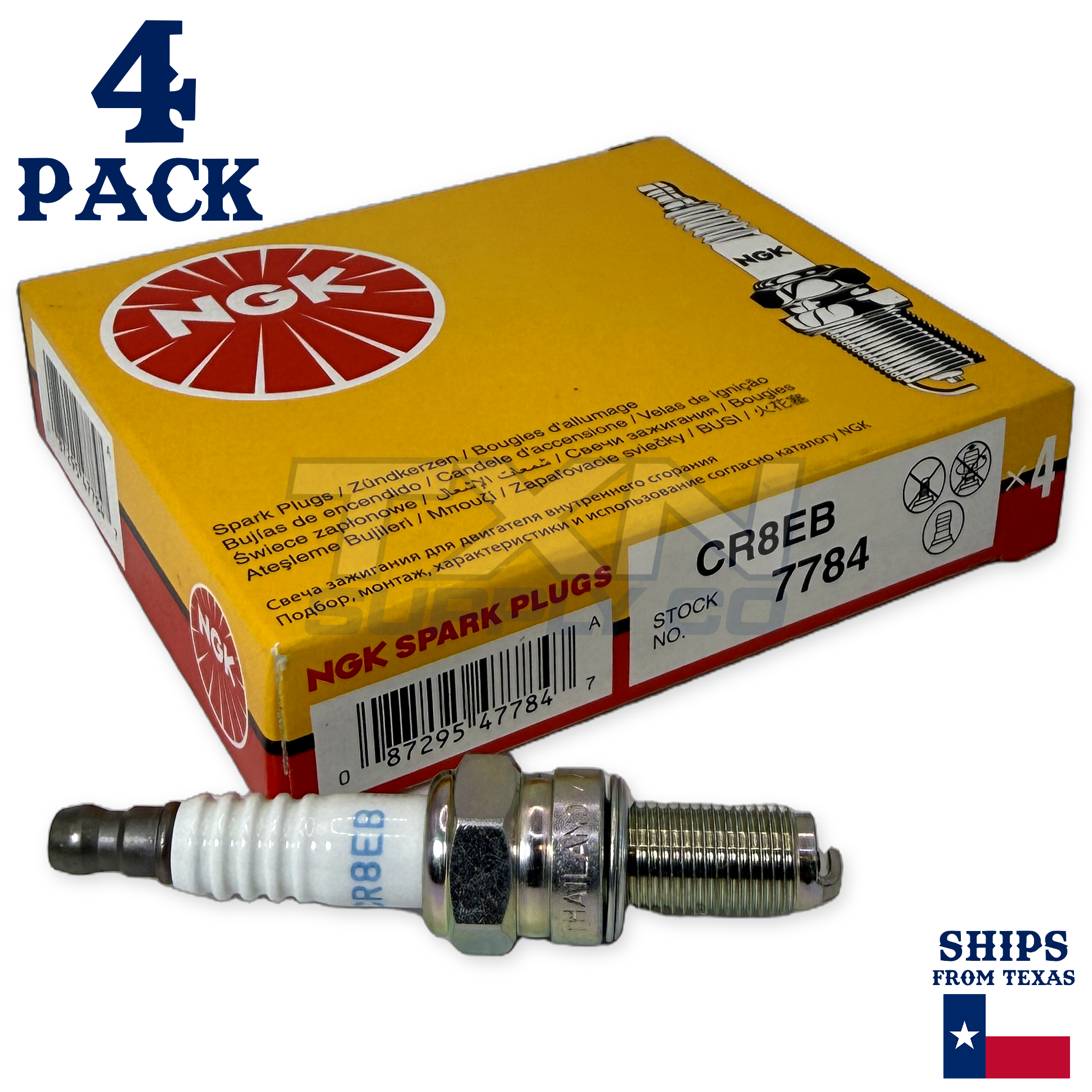 NGK 7784 CR8EB Spark Plugs 4 Pack