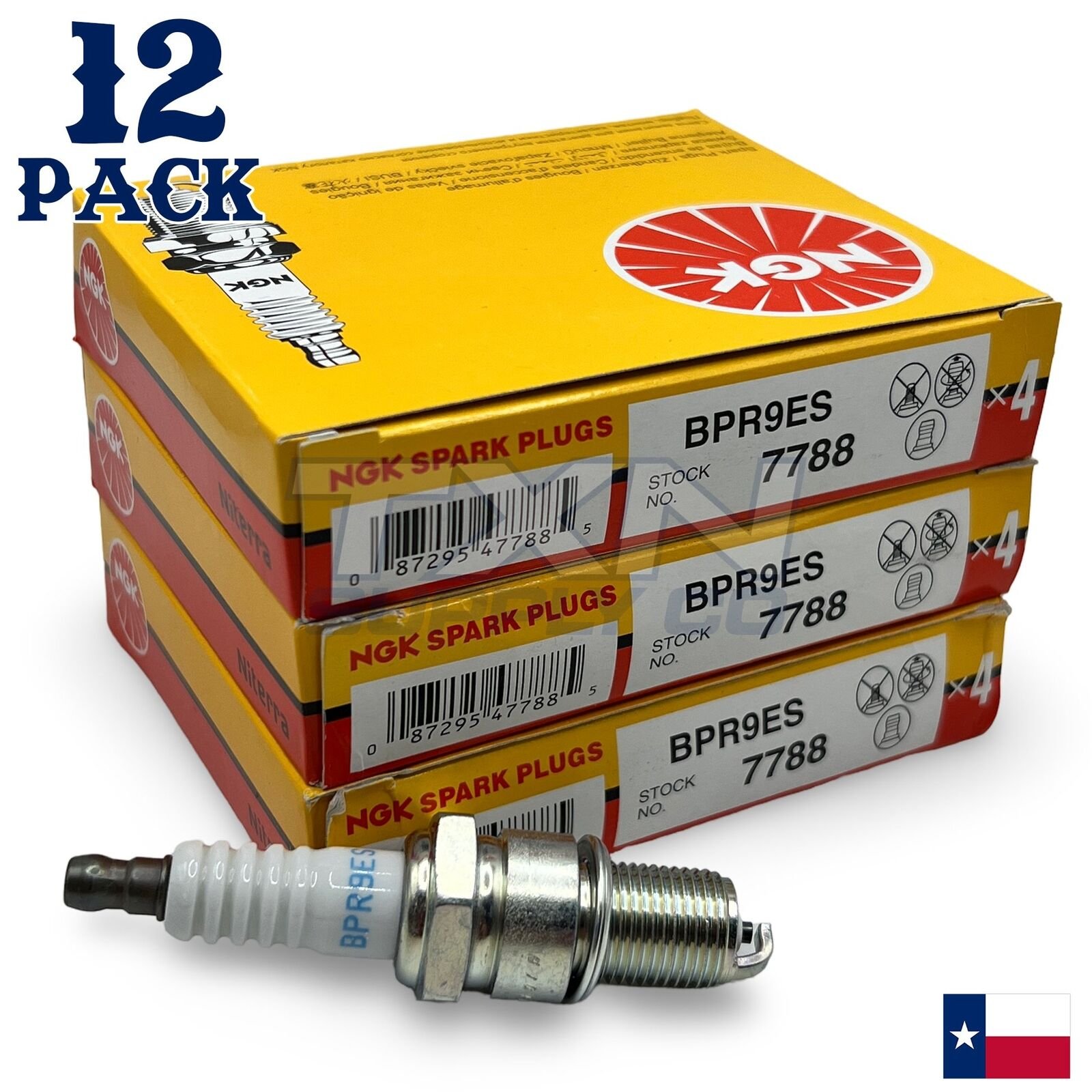 NGK 7788 Solid Standard Spark Plugs BPR9ES - 12 Spark Plugs - Image 1