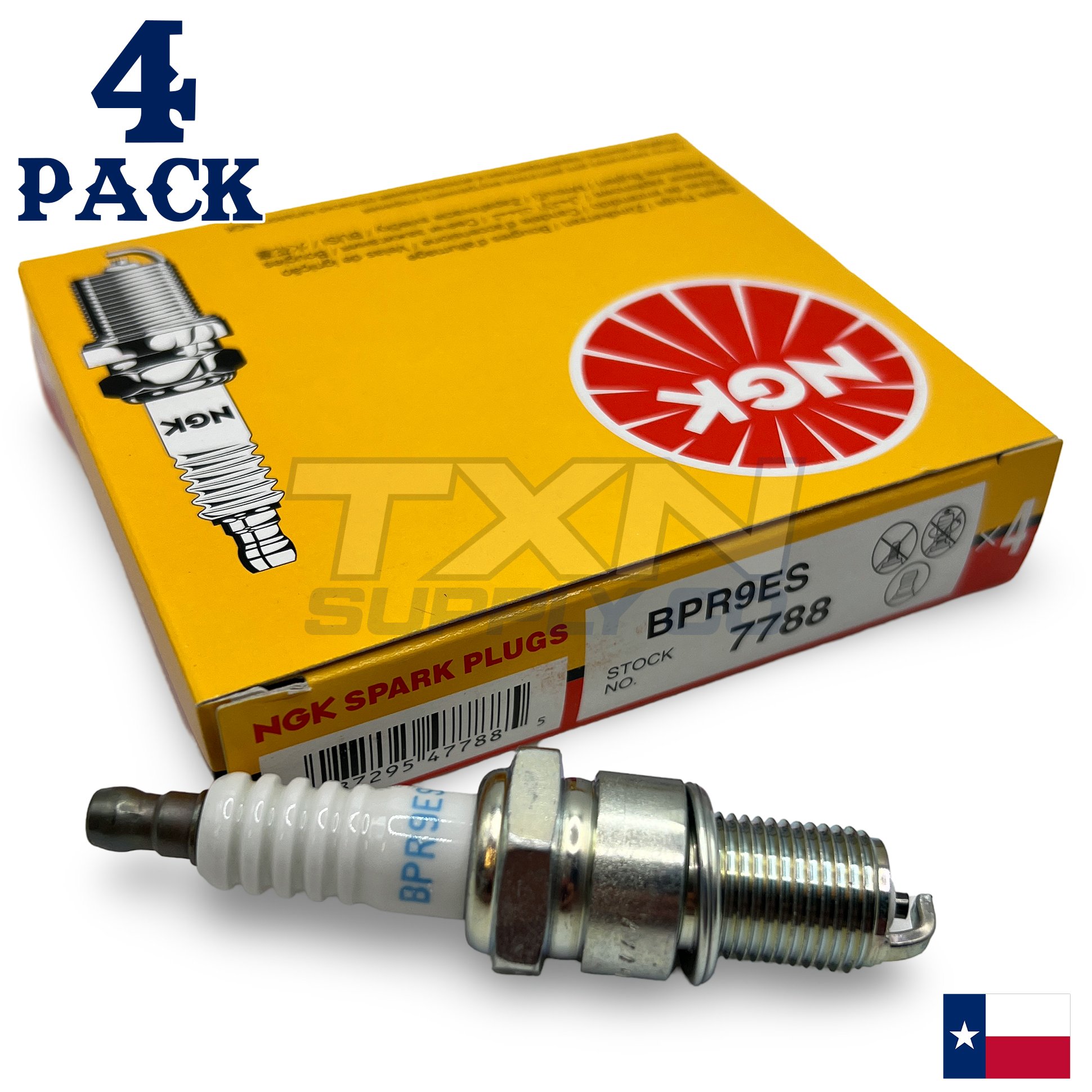 NGK 7788 BPR9ES Solid Standard Spark Plug, Pack of 4