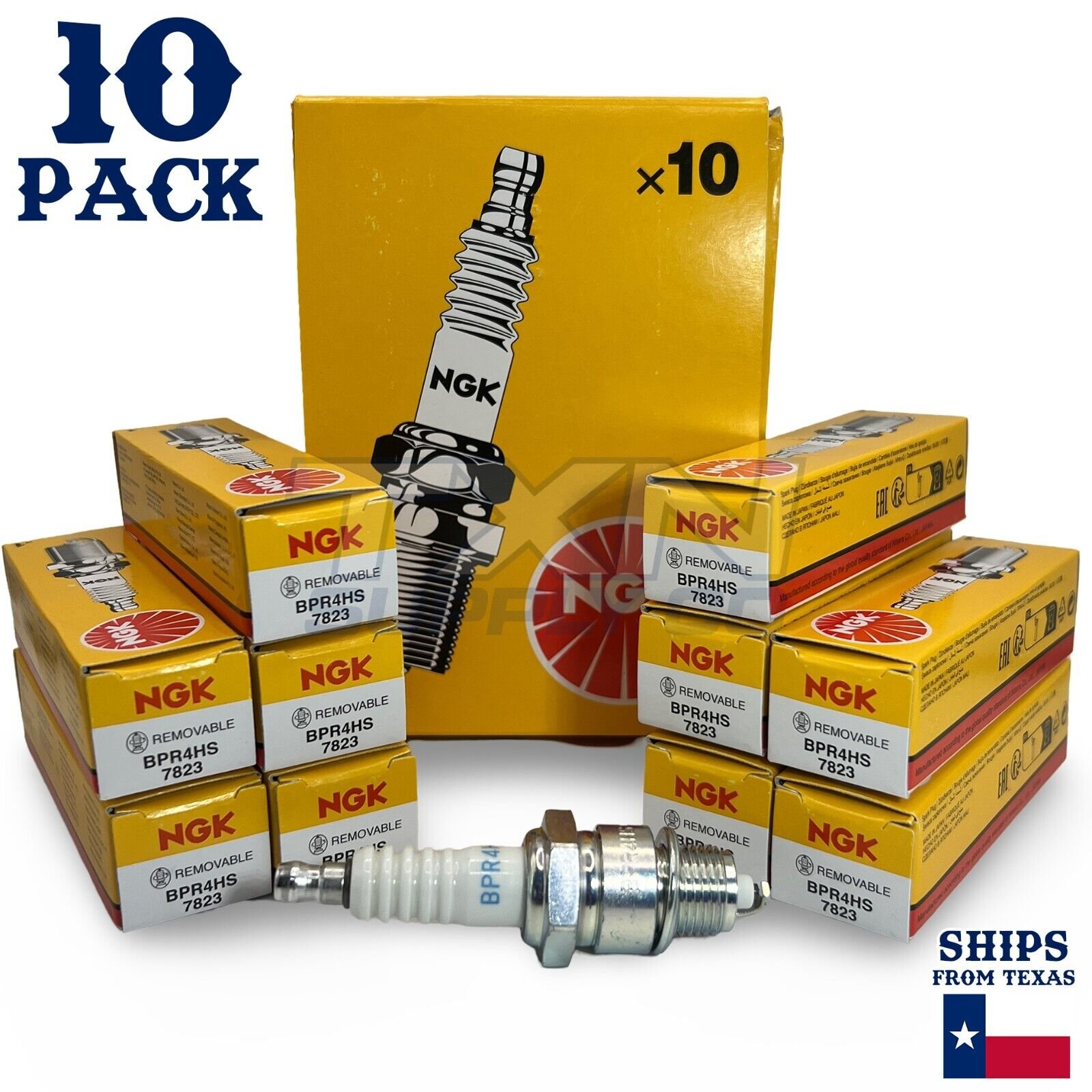 NGK 7823 Spark Plugs BPR4HS - 10 Pack - Image 1