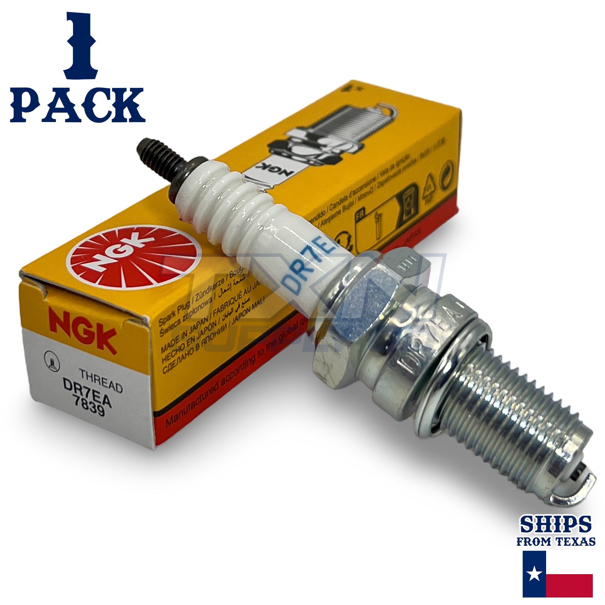 NGK 7839 Spark Plug DR7EA - 1 Pack - For Suzuki Ozark 250 2002-2009 - Image 1