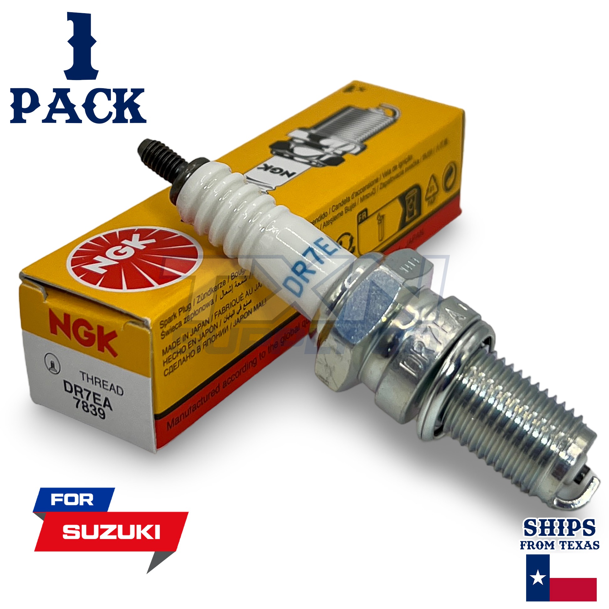 NGK 7839 Spark Plug DR7EA - 1 Pack - For Suzuki LT300 KING QUAD 1990-2002 - Image 1