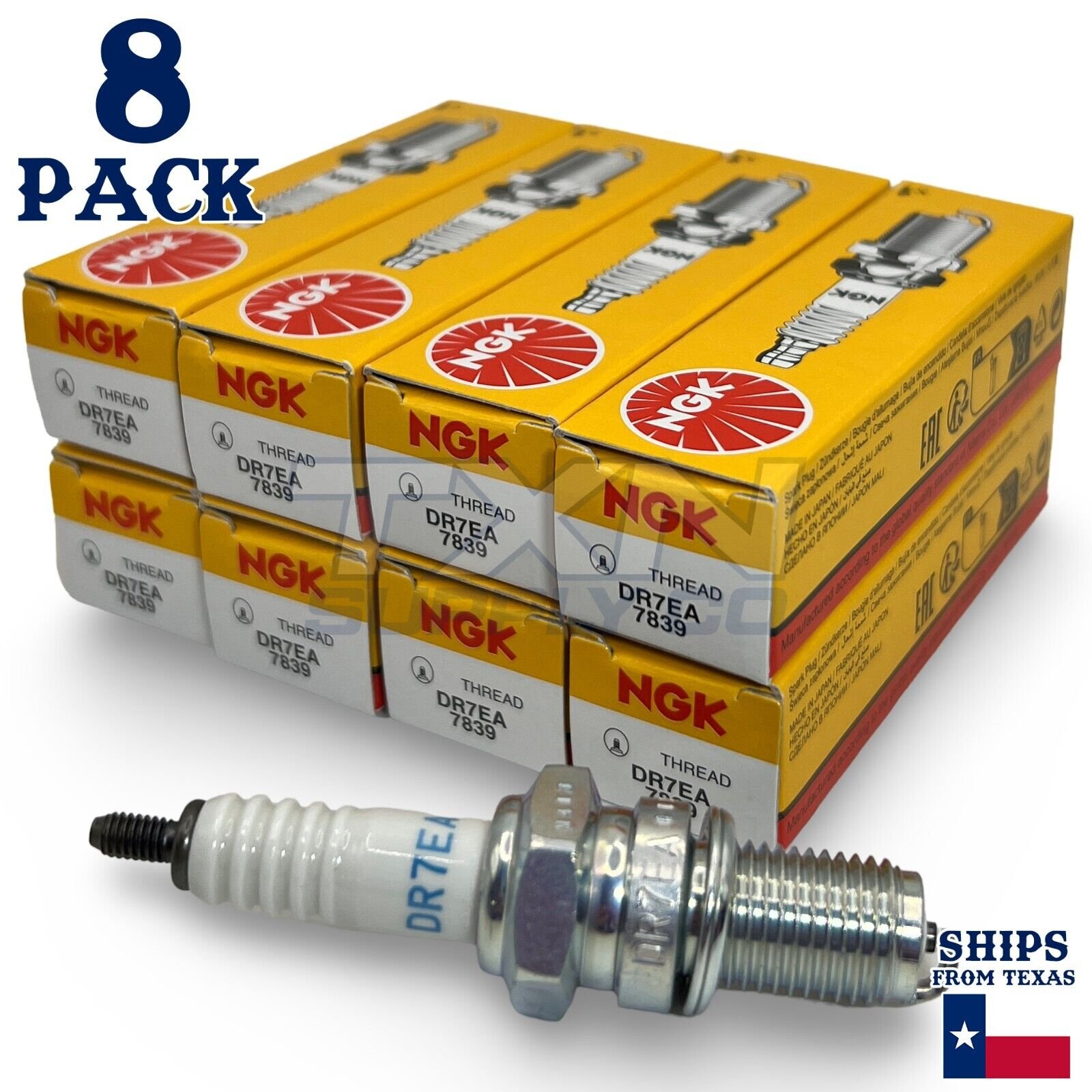 NGK 7839 Spark Plugs DR7EA - 8 Pack - Image 1