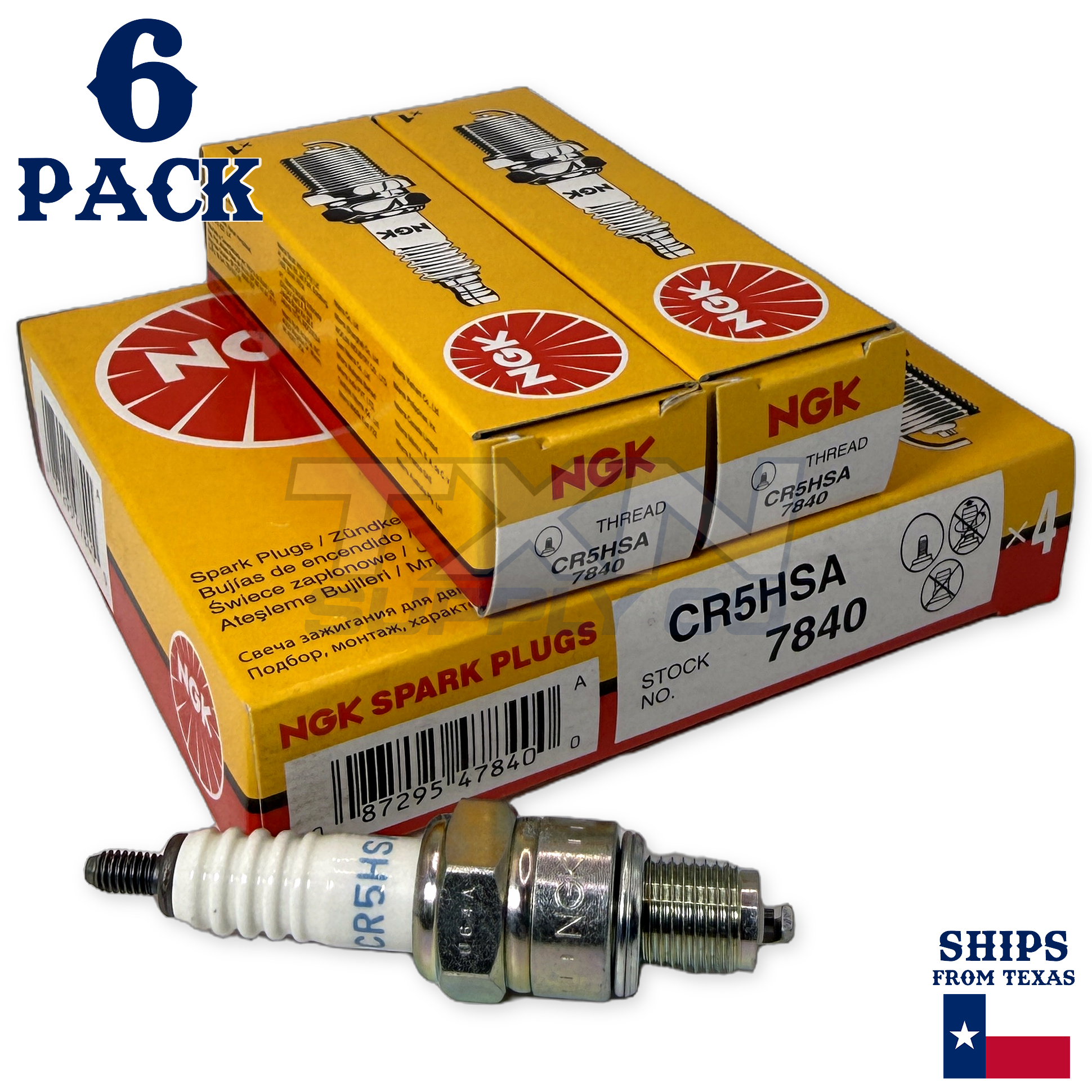 NGK 7840 CR5HSA Spark Plugs 6 Pack
