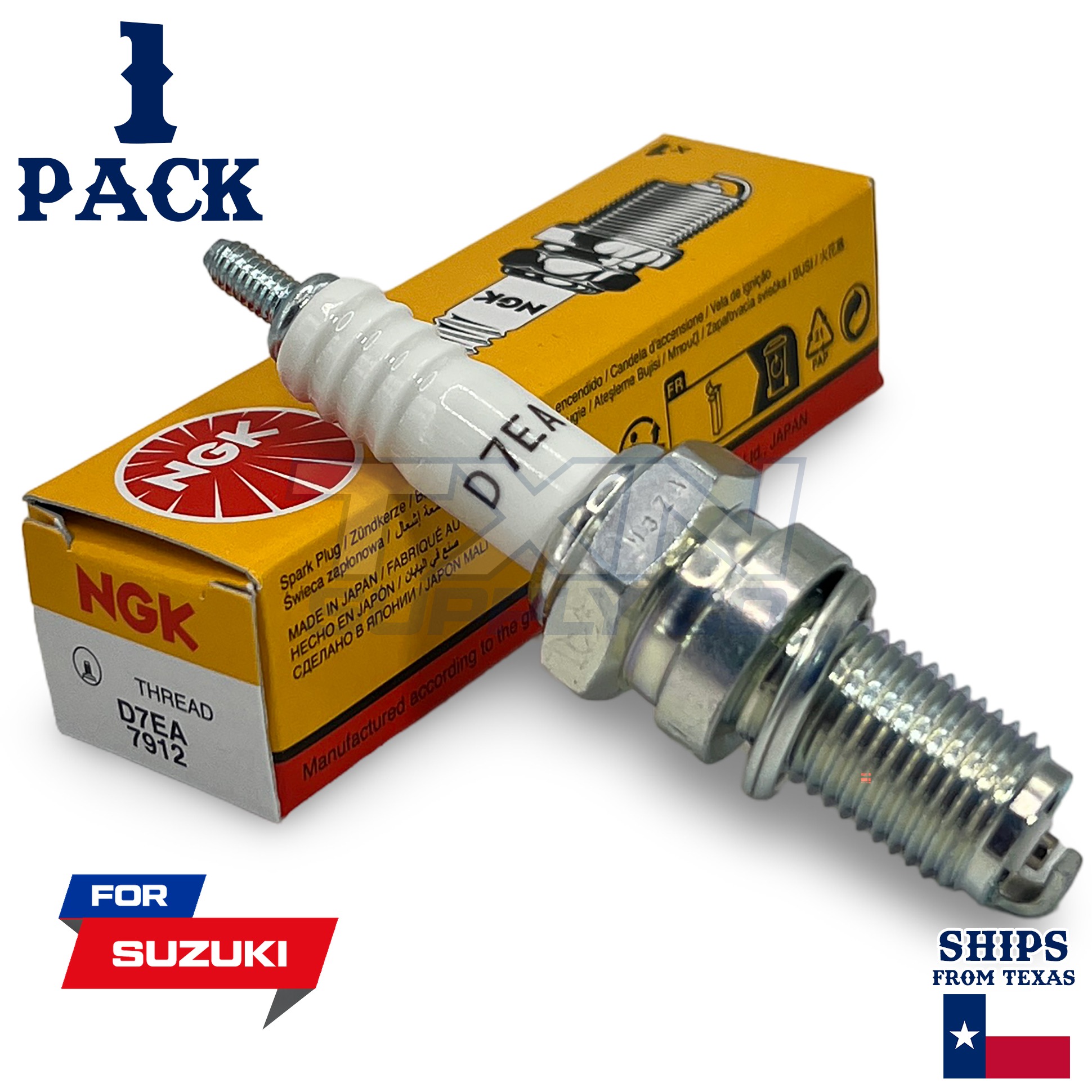 NGK Standard Sparkplug D7EA for Suzuki LT250 Quadrunner 4X4 1987-2002 - Image 1