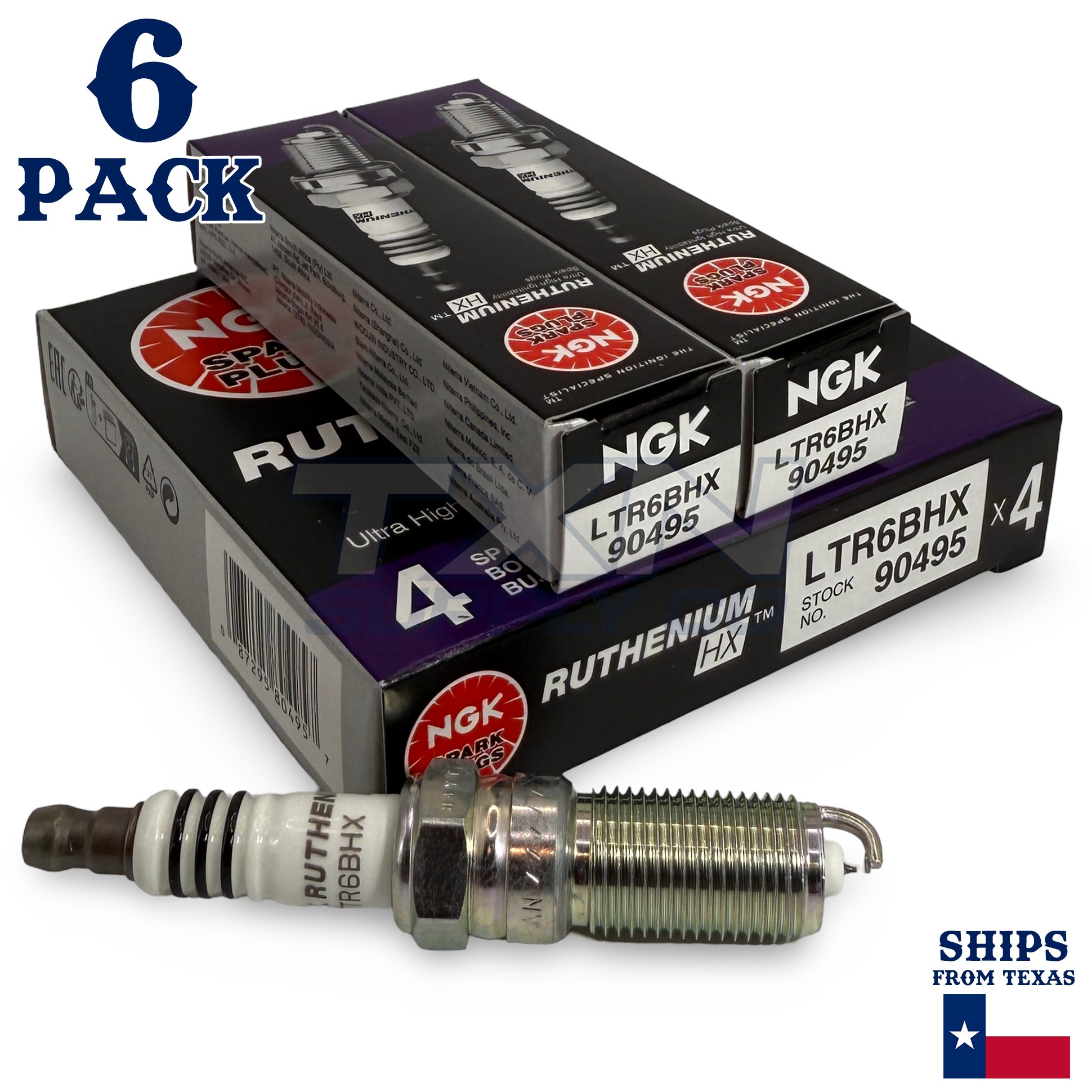 6 Pack NGK 90495 Ruthenium HX Spark Plugs LTR6BHX - Image 1
