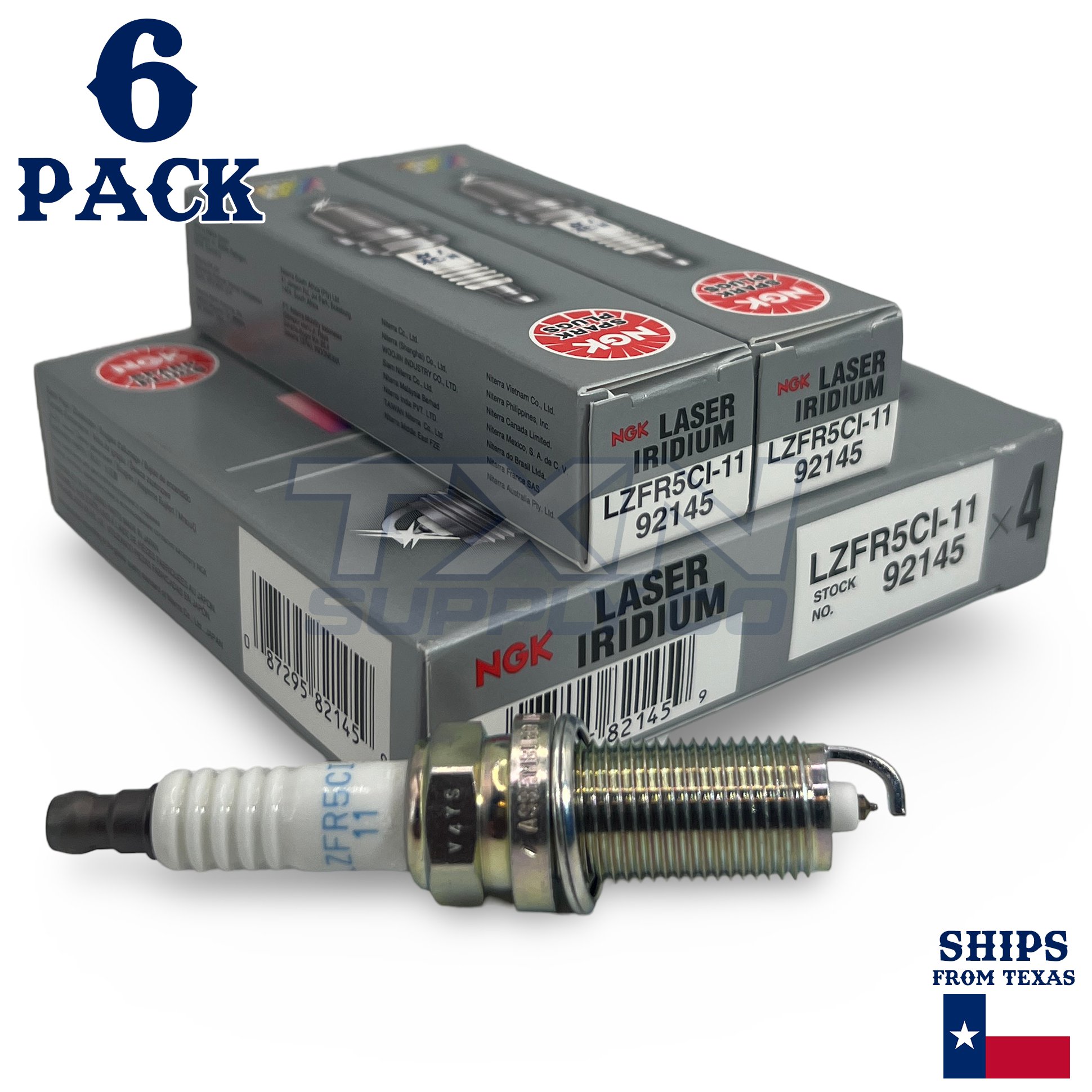 6 Pack NGK V-Power 92145 Spark Plugs LZFR5CI-11