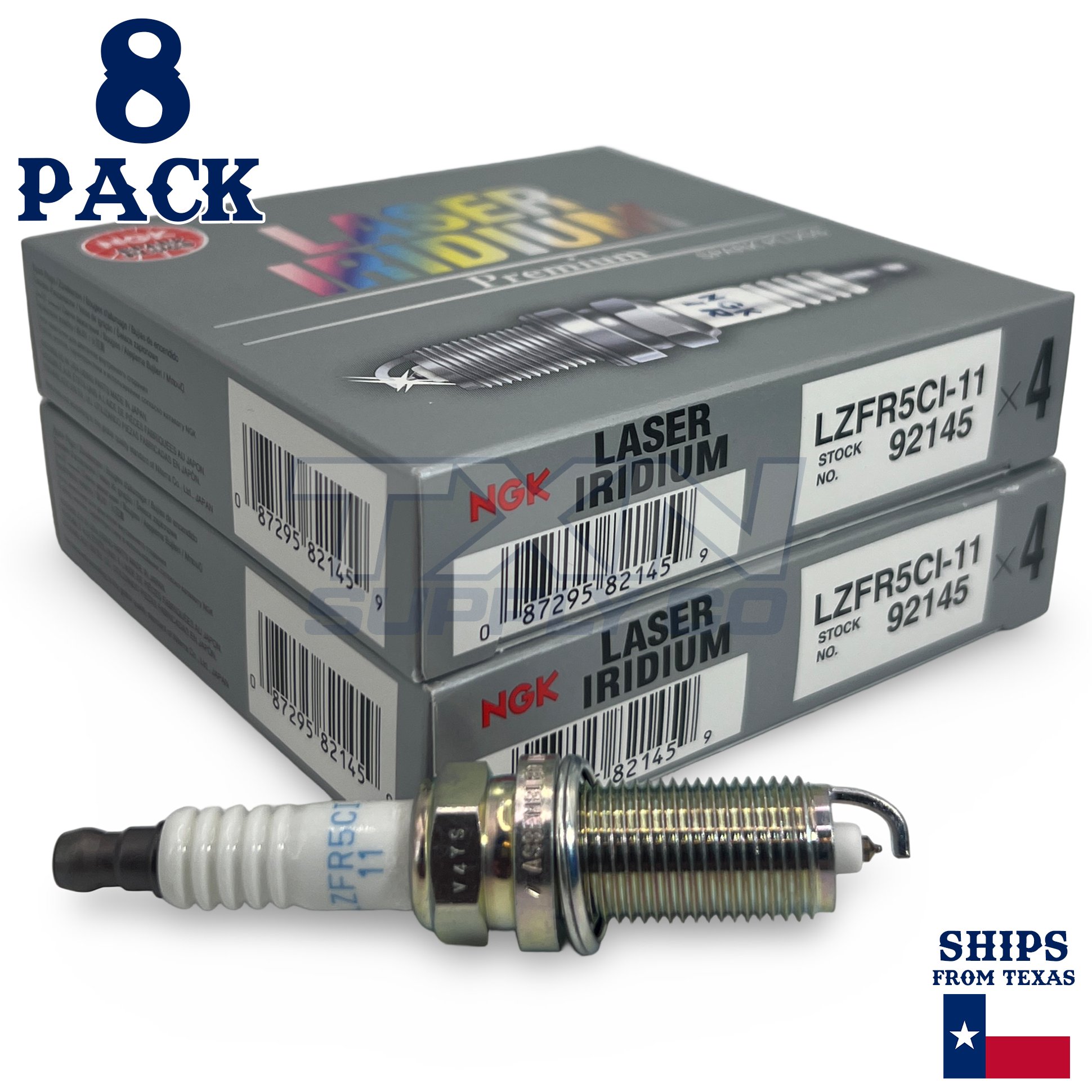 8 Pack NGK V-Power 92145 Spark Plugs LZFR5CI-11 - Image 1